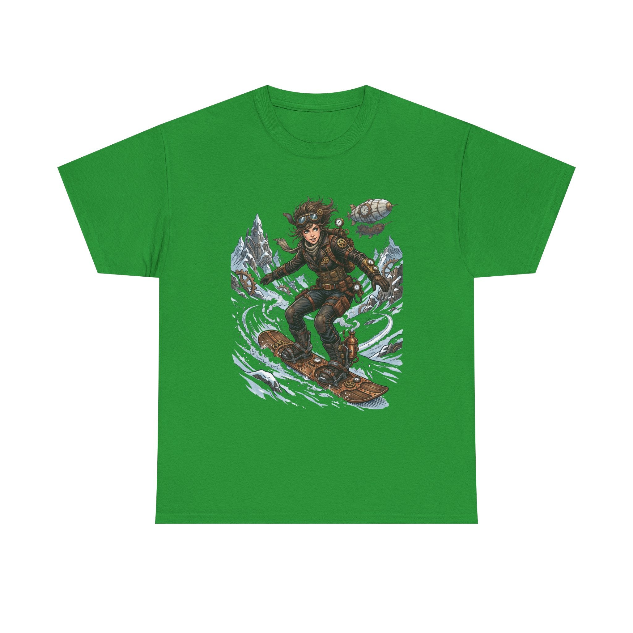 Steampunk Girl Snowboarder Graphic Tee — Winter Snowboarding Adventure Shirt