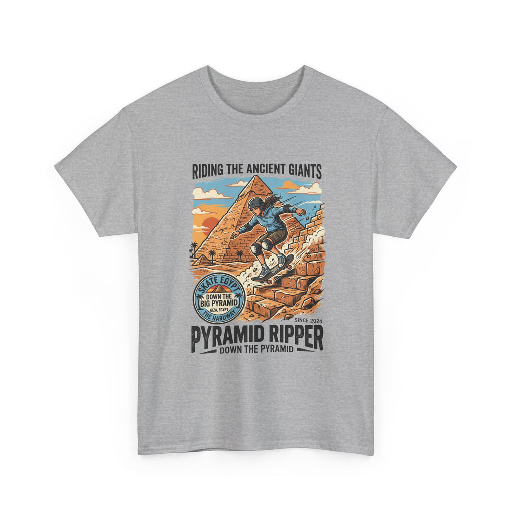 Pyramid Skateboarder T-Shirt — 'Riding the Ancient Giants' Vintage Surf Graphic