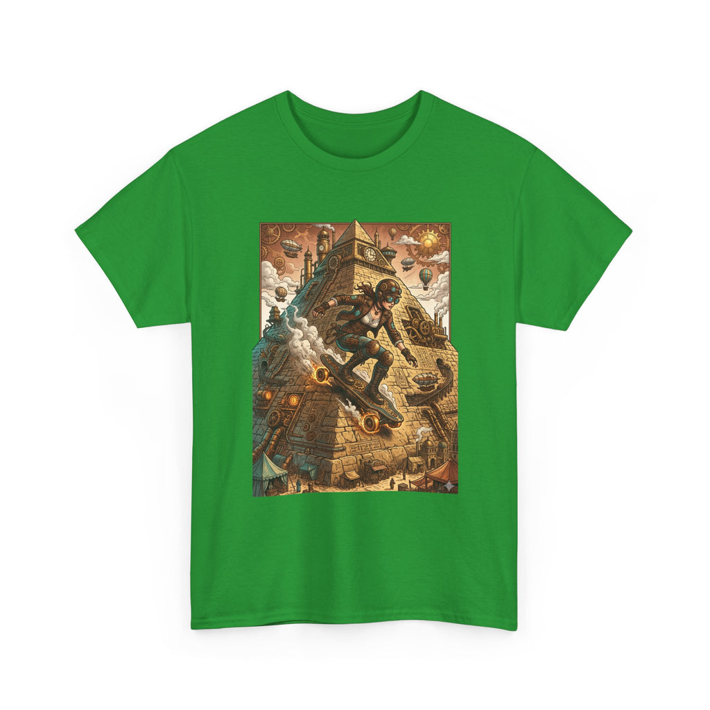 Steampunk Girl Skateboarder Art Print Tee Pyramid