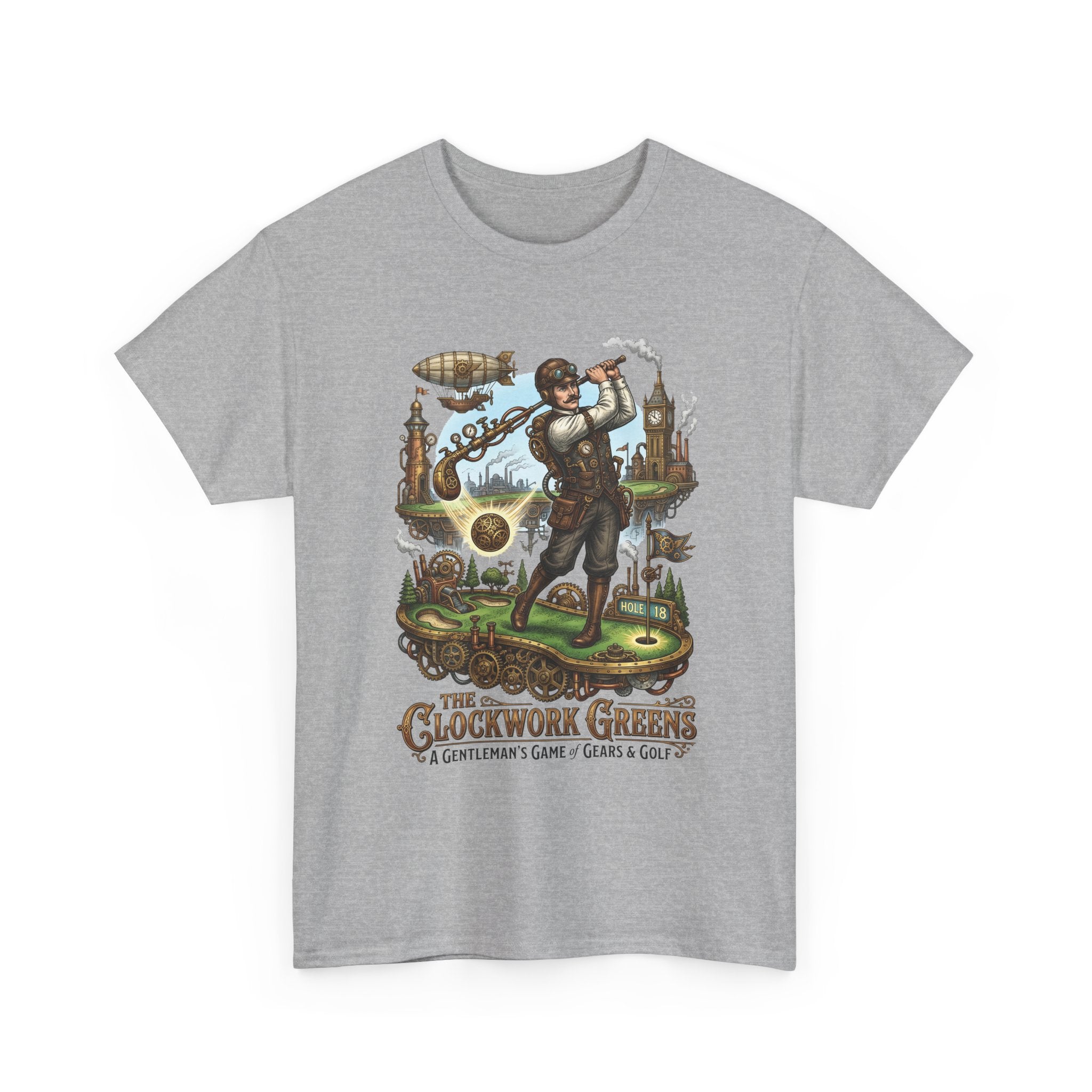 Golf Steampunk T-Shirt — "The Clockwork Greens" Vintage Golfing Design