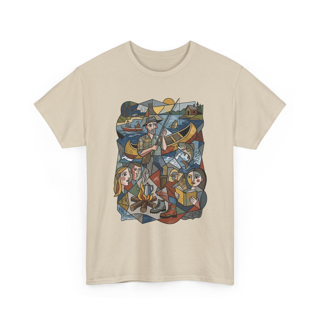 T-Shirt — Nautical Folk Art Crew: Illustrated Sailing, Fishing & Harbor Scene