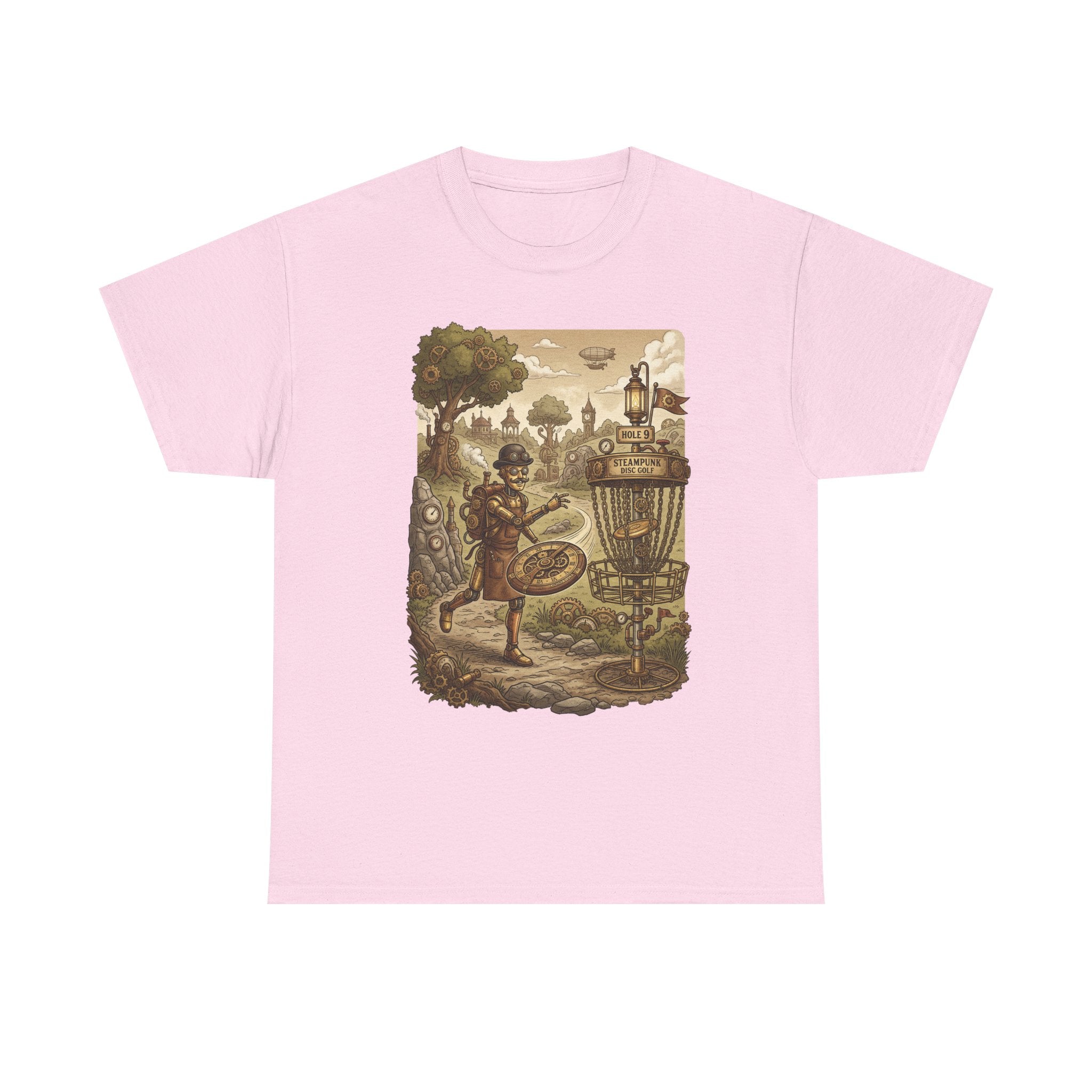 Steampunk Disc Golf Adventure Tee — Vintage Woodland Basket Design