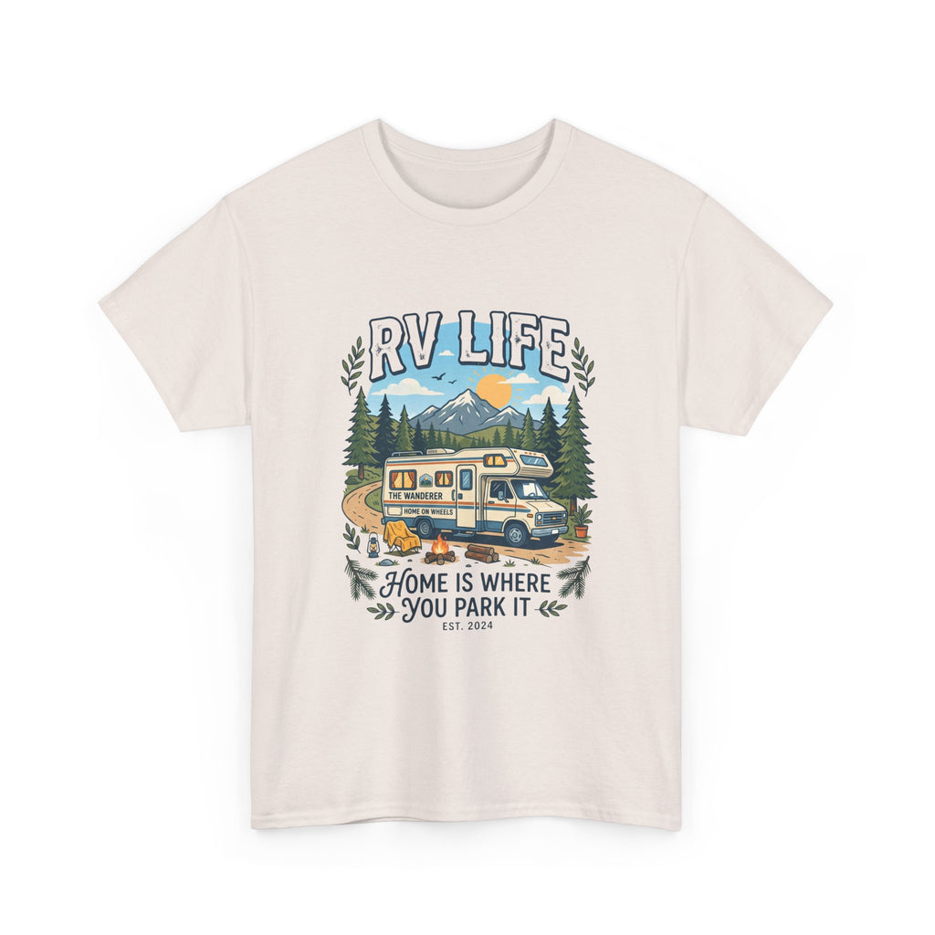 RV Life T-Shirt – “Home Is Where You Park It” Camper Tee for RVing & Outdoor Lovers