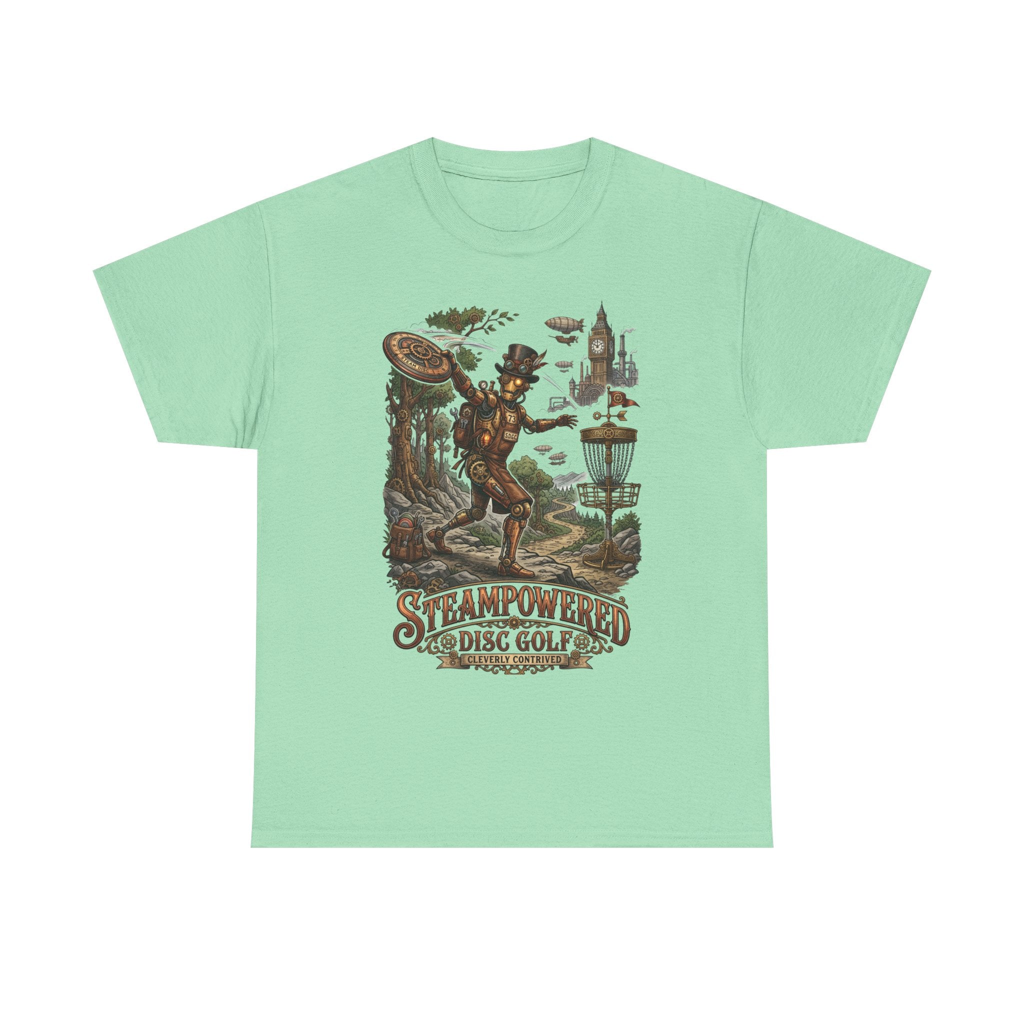 Steampunk Disc Golf T-Shirt – "Steampowered Disc Golf" Vintage Style