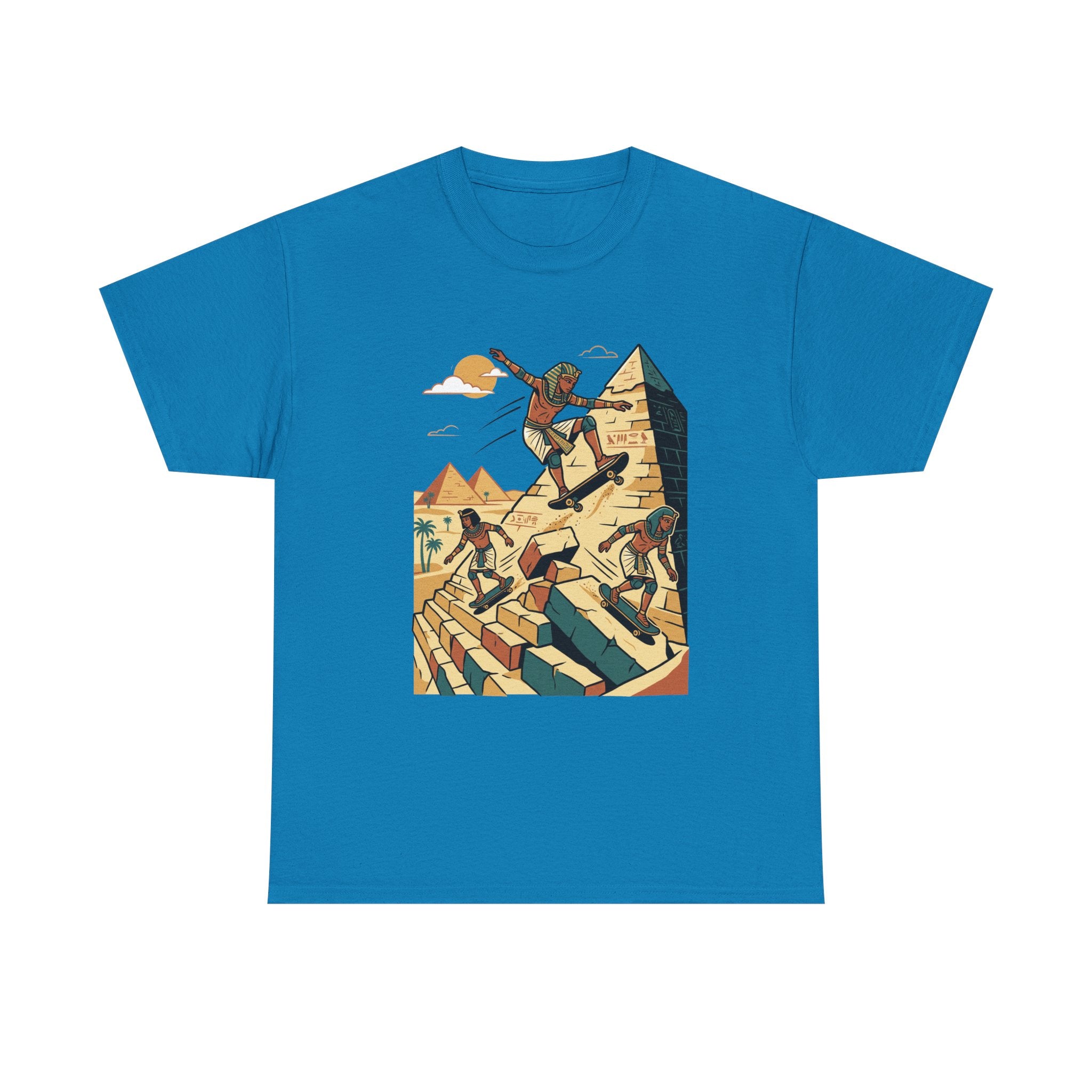 Egyptian Pyramid Skateboard T‑Shirt — Retro Skateboarding Pharaohs Graphic Tee