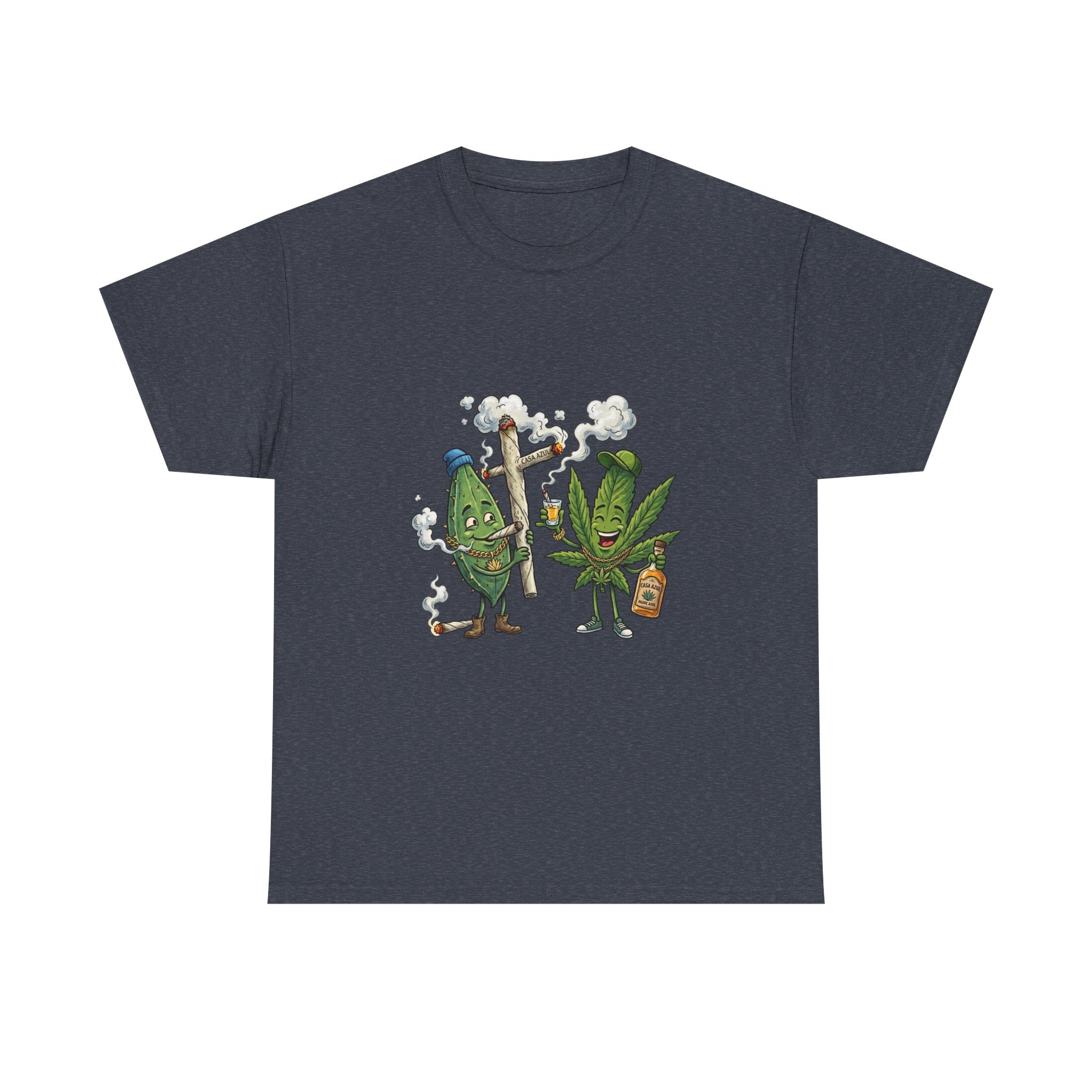1 Tequila & Cannabis Buds Cartoon Tee — Funny Smoking Weed Plant Graphic T-Shirt