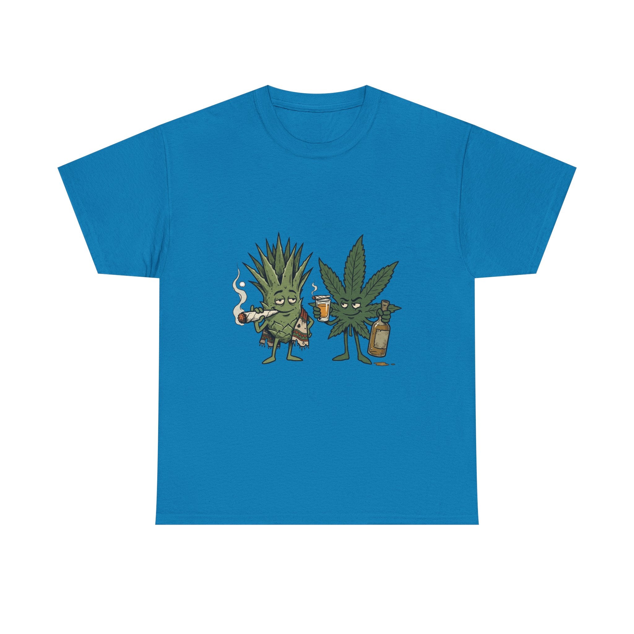Marijuana Leaf and Agave Friends T-Shirt – Funny Cannabis Leaf & Tequila Smoking Tee