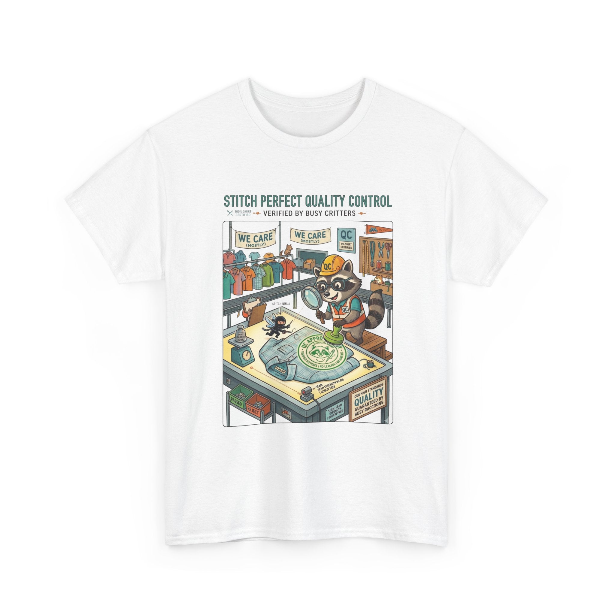Quality Control Sewing Shirt — "Stitch Perfect" Tailor Cartoon Tee