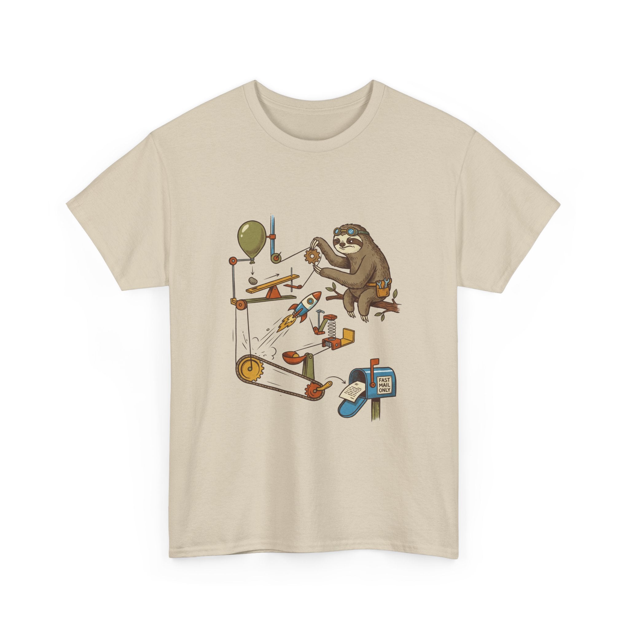T-Shirt — Sloth Rube Goldberg Machine Graphic Tee