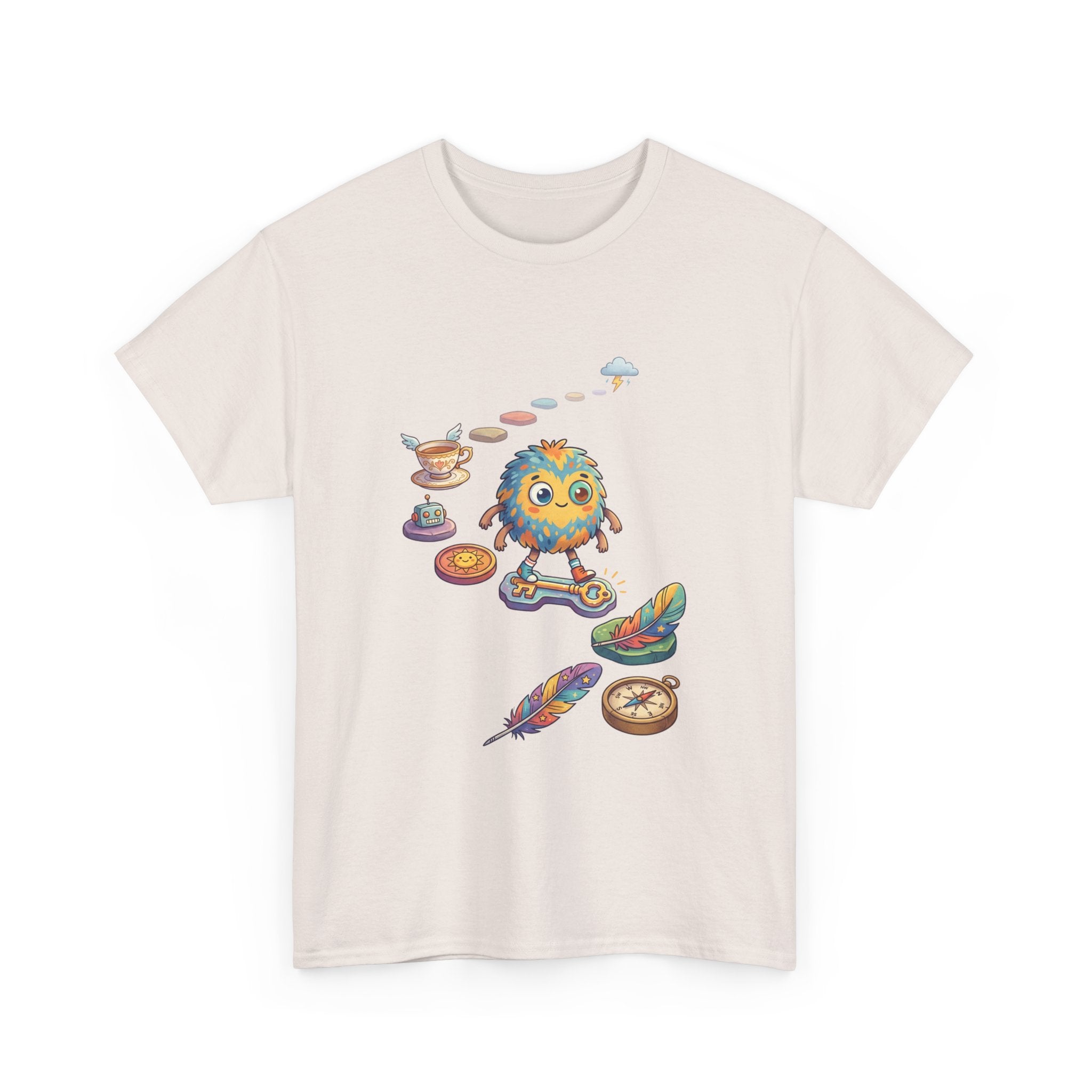 T-Shirt — Whimsical Cosmic Creature with Ritual Objects Graphic Tee