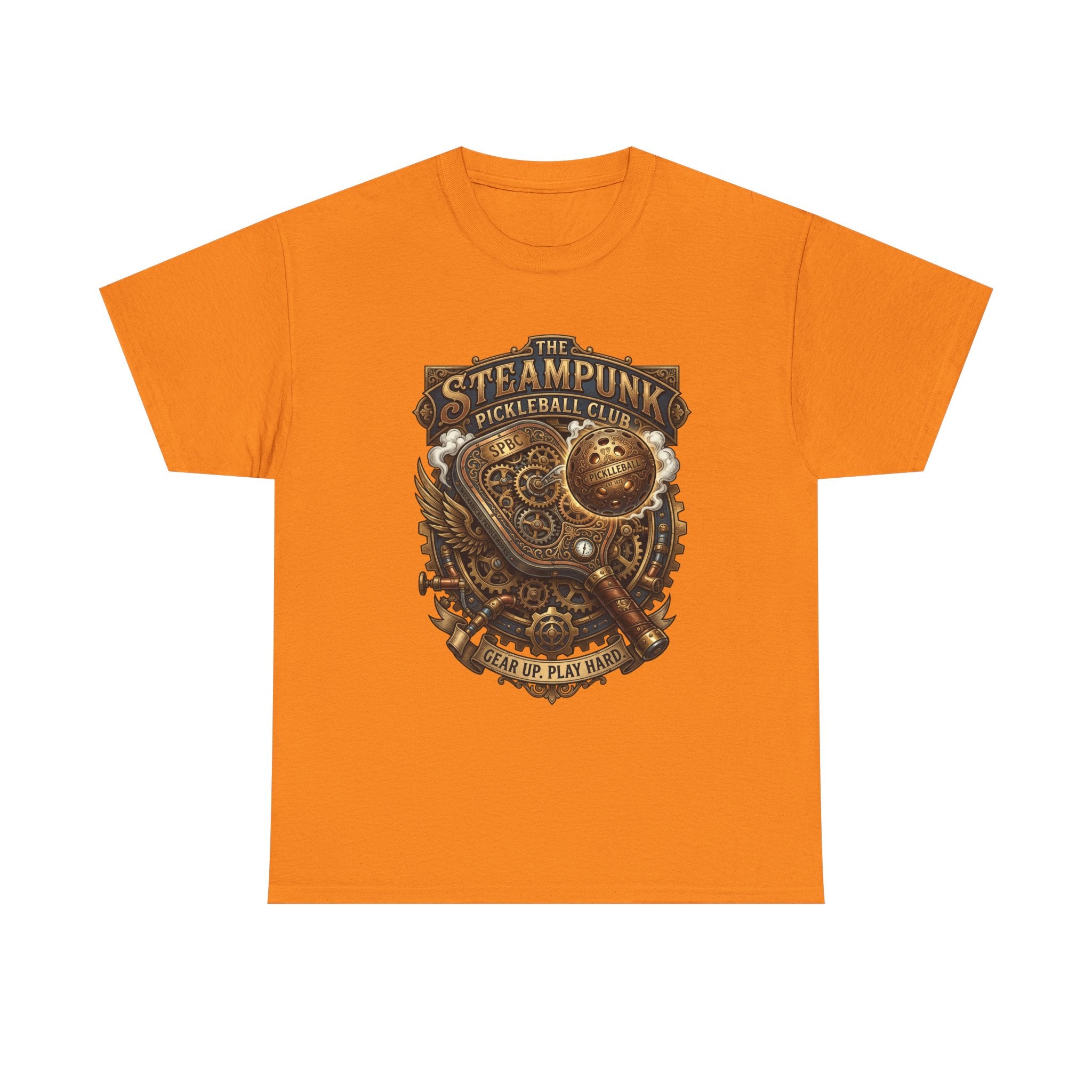 Steampunk Pickleball Club T‑Shirt – Vintage Gear & Gears Graphic Tee