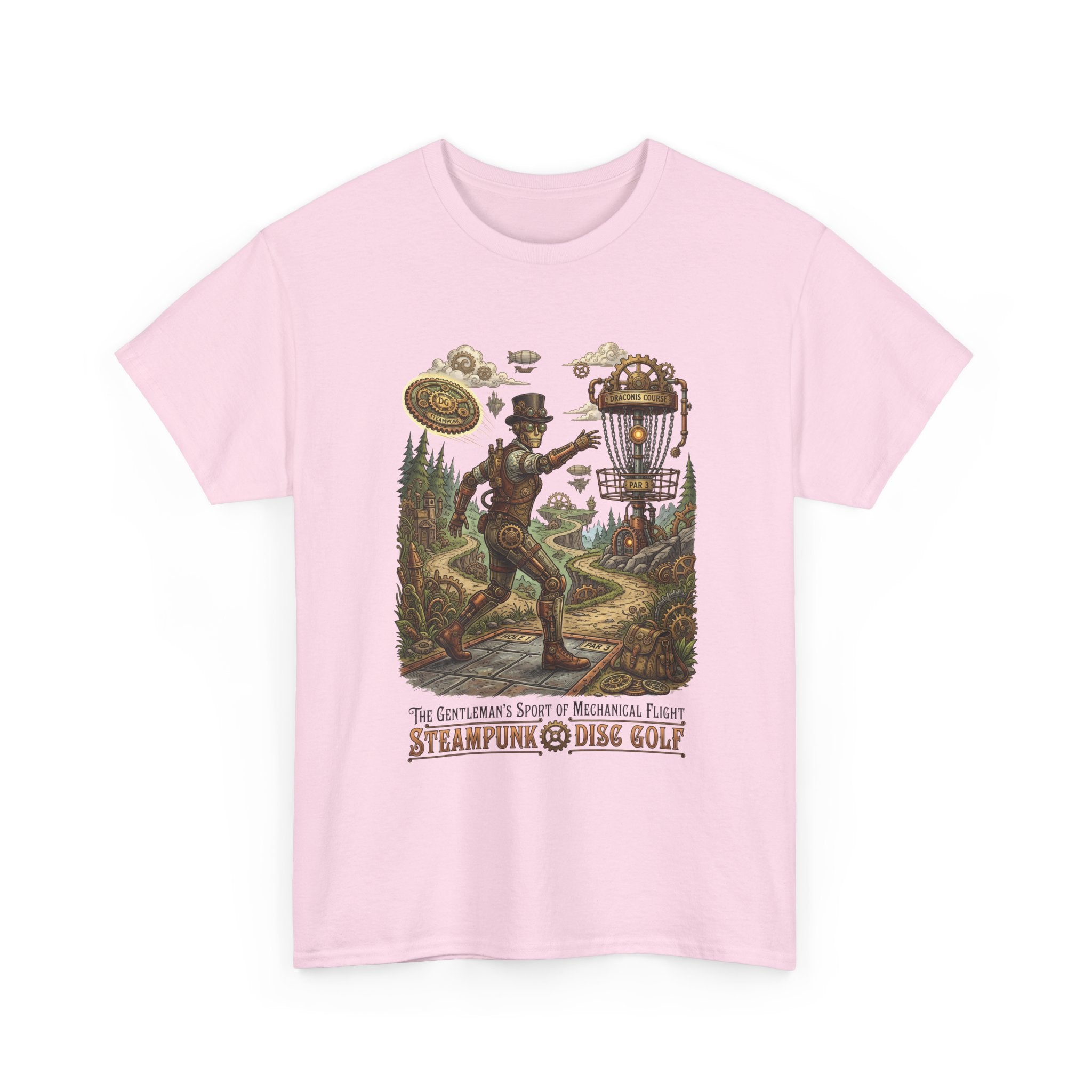 Steampunk Disc Golf T‑Shirt — Vintage Aeronautic Course Graphic Tee