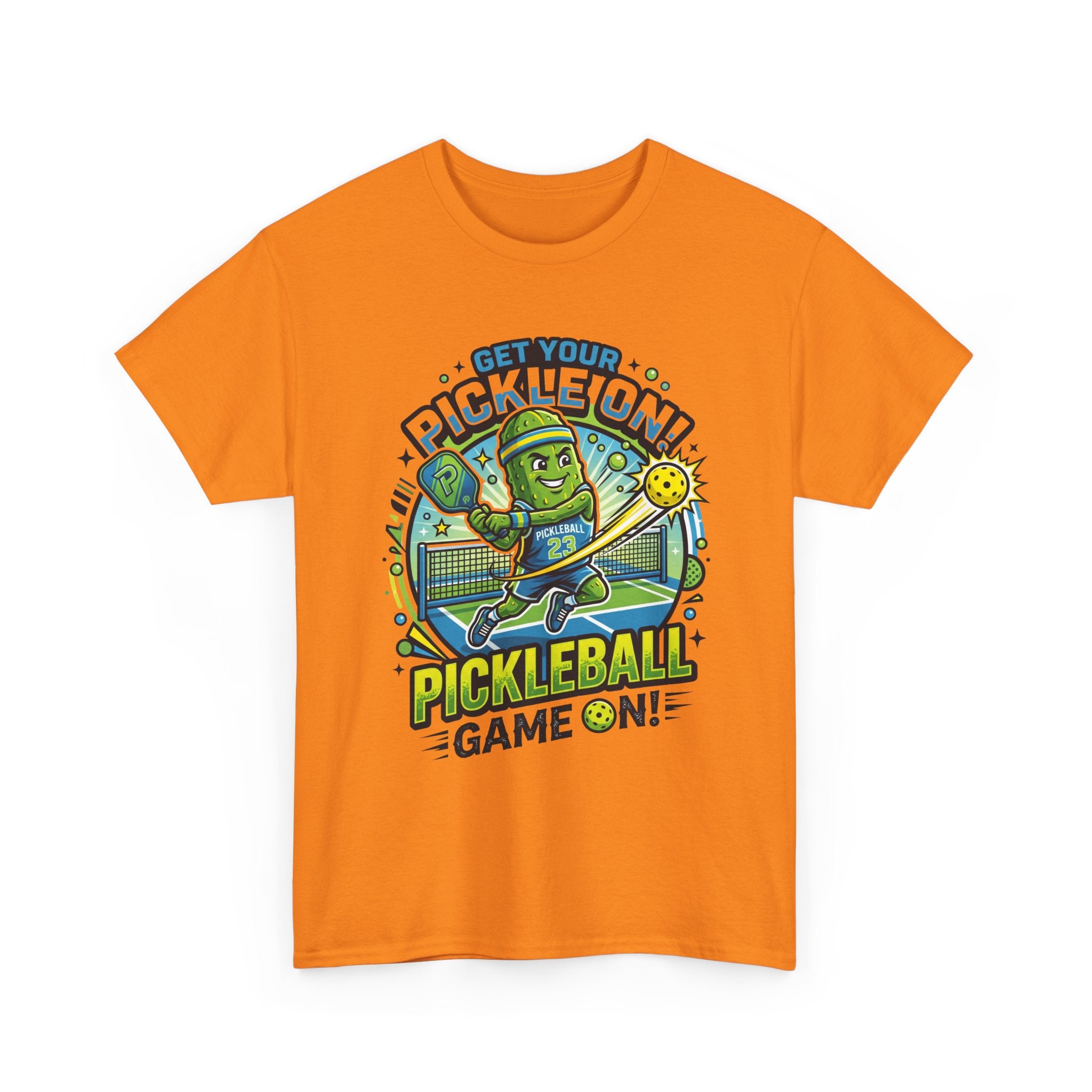 Pickleball Tee - "Get Your Pickle On!" Fun Pickle Character Game On Shirt