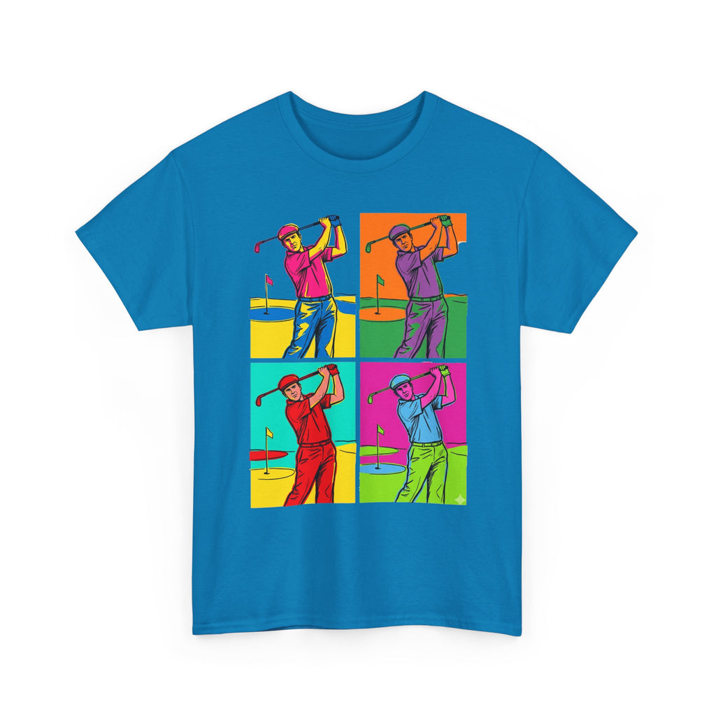 Golf Pop Art T-Shirt — Colorful Golfer Swing Graphic Tee