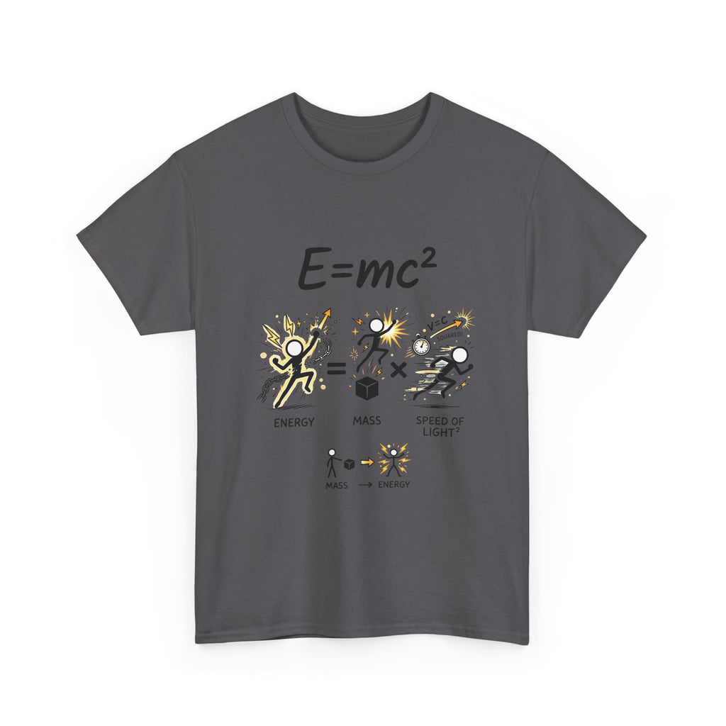 E=mc Illustrated Science T-Shirt — Funny Energy Mass Speed of Light Tee