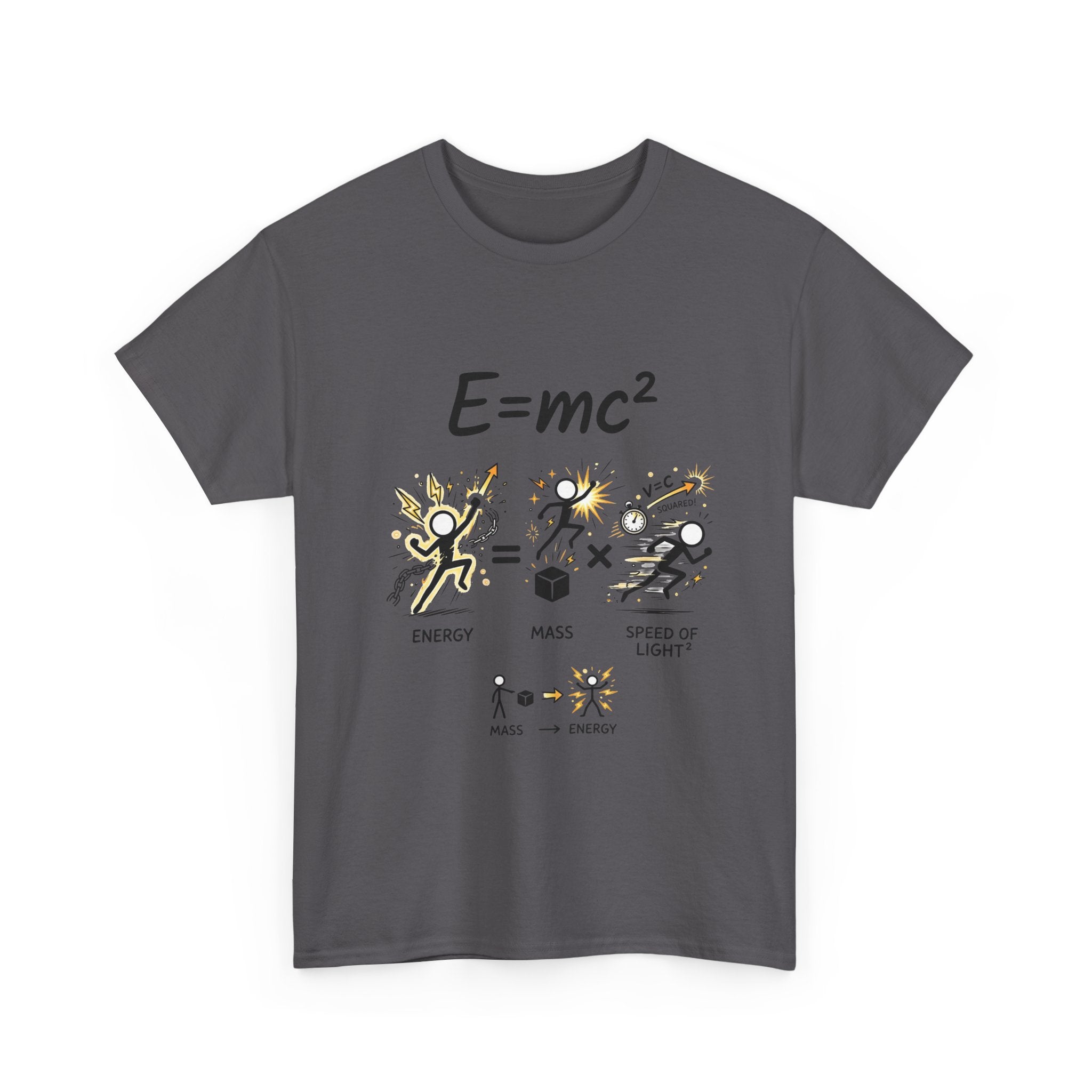 E=mc Illustrated Science T-Shirt — Funny Energy Mass Speed of Light Tee