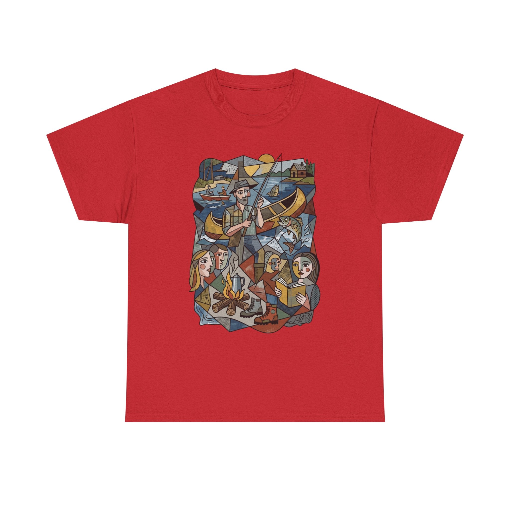 T-Shirt — Nautical Folk Art Crew: Illustrated Sailing, Fishing & Harbor Scene