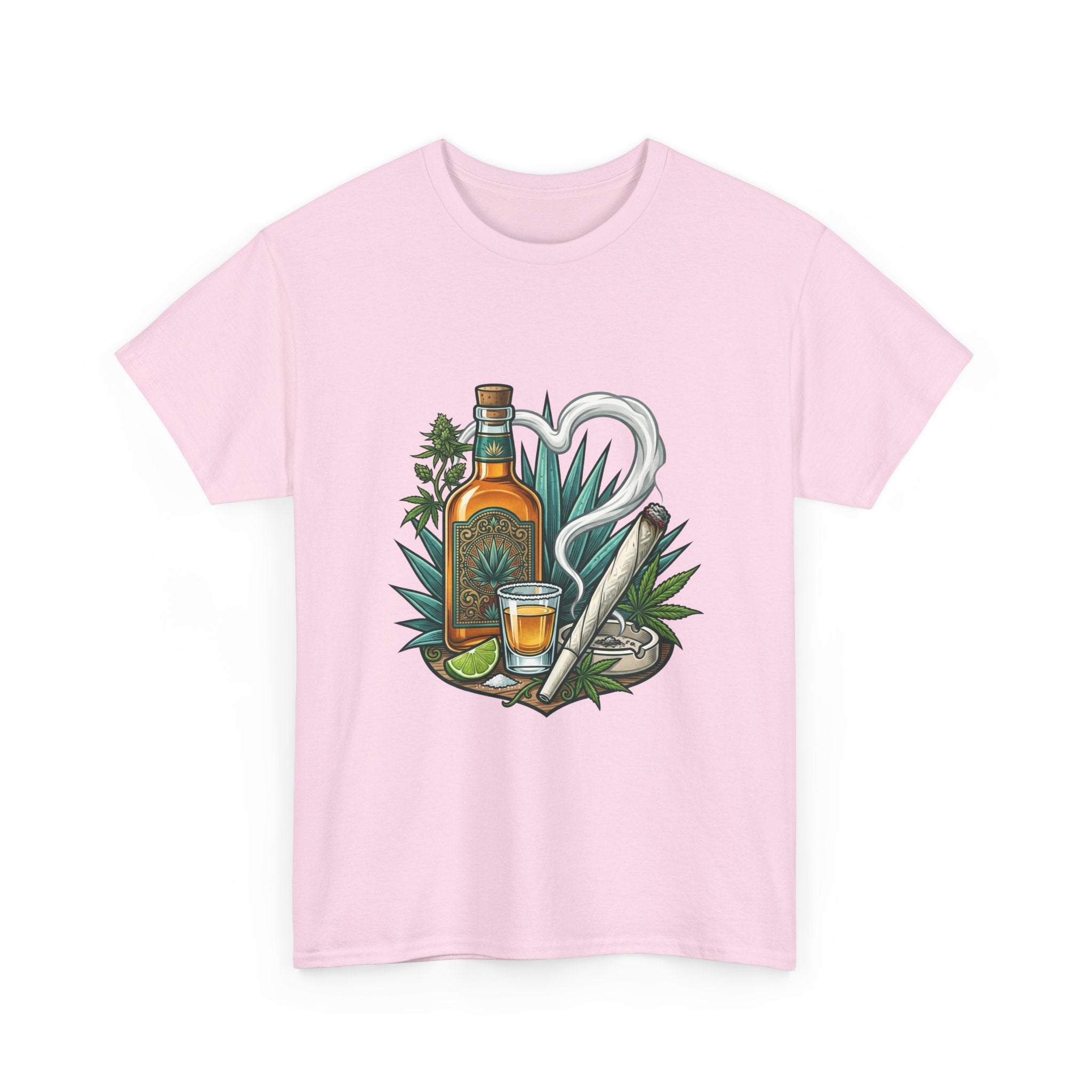 Tequila Bottle & Joint T‑Shirt — Agave Lime Margarita Design