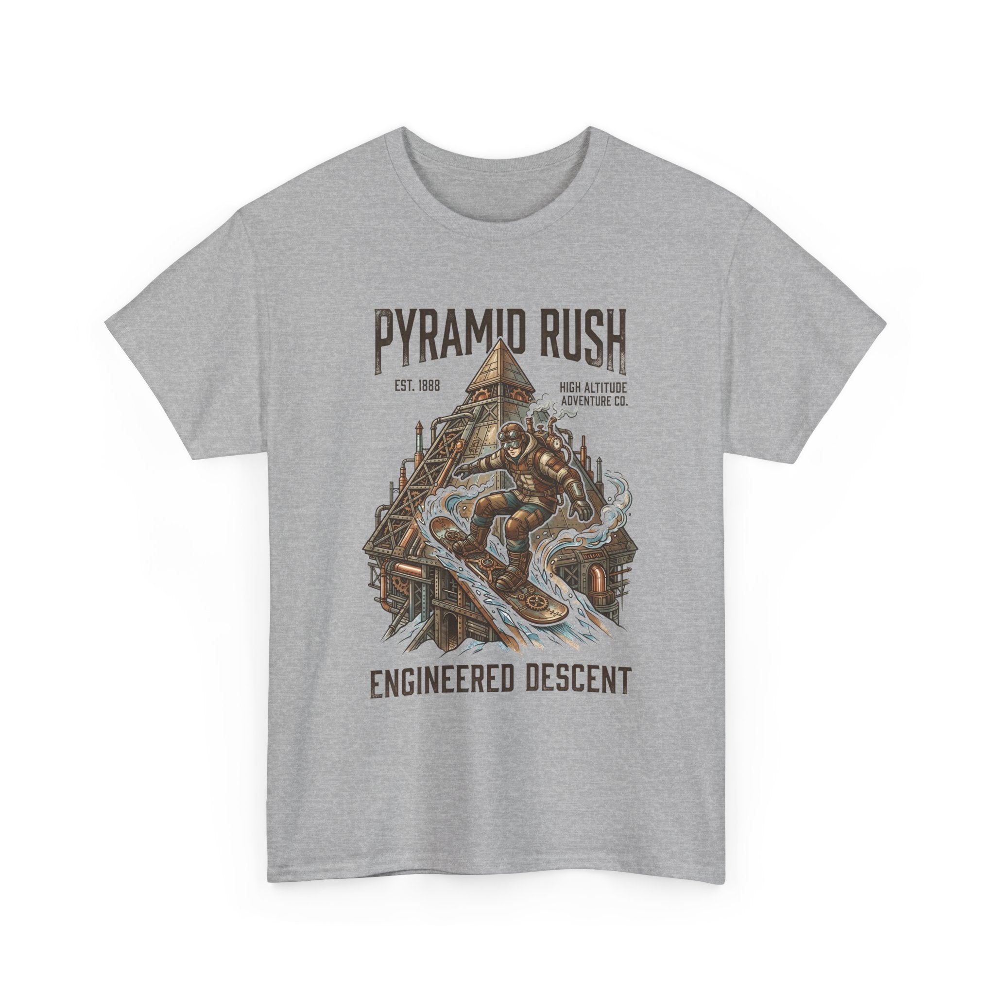 Steampunk Snowboard Pyramid Adventure T-Shirt — Fantasy Explorer Graphic Tee