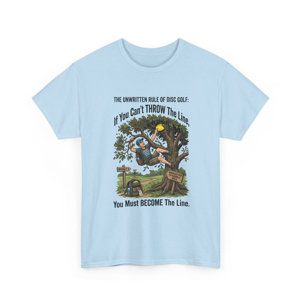 Disc Golf T-Shirt - "If You Can't Throw the Line, You Must Become the Line" Vintage Golf Cartoon Tee