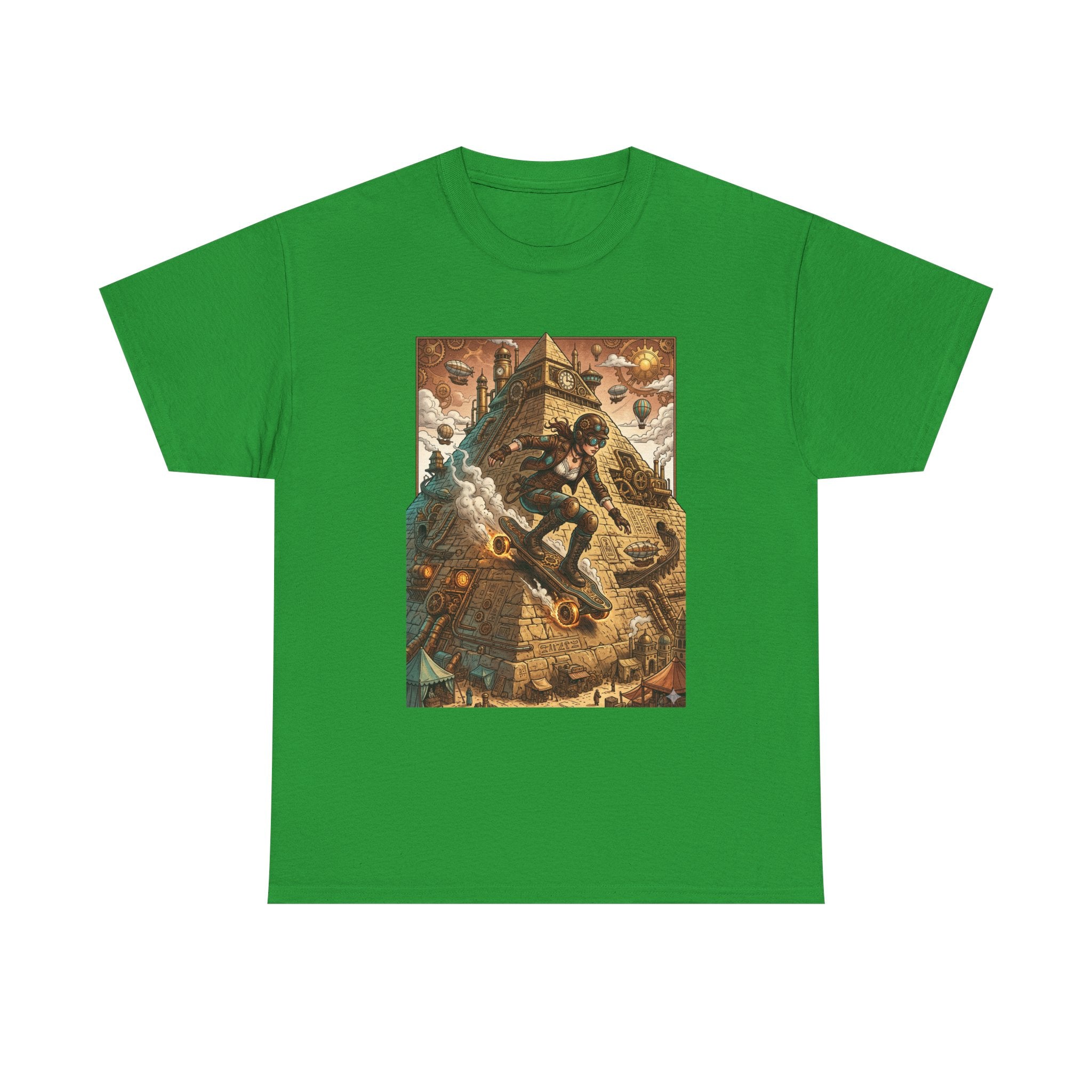 Steampunk Girl Skateboarder Art Print Tee Pyramid