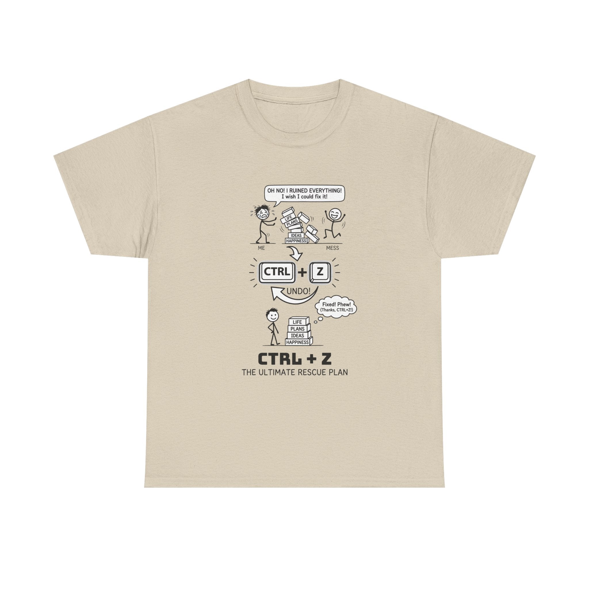 CTRL + Z T-Shirt — Funny Programmer Comic Tee ("The Ultimate Rescue Plan")