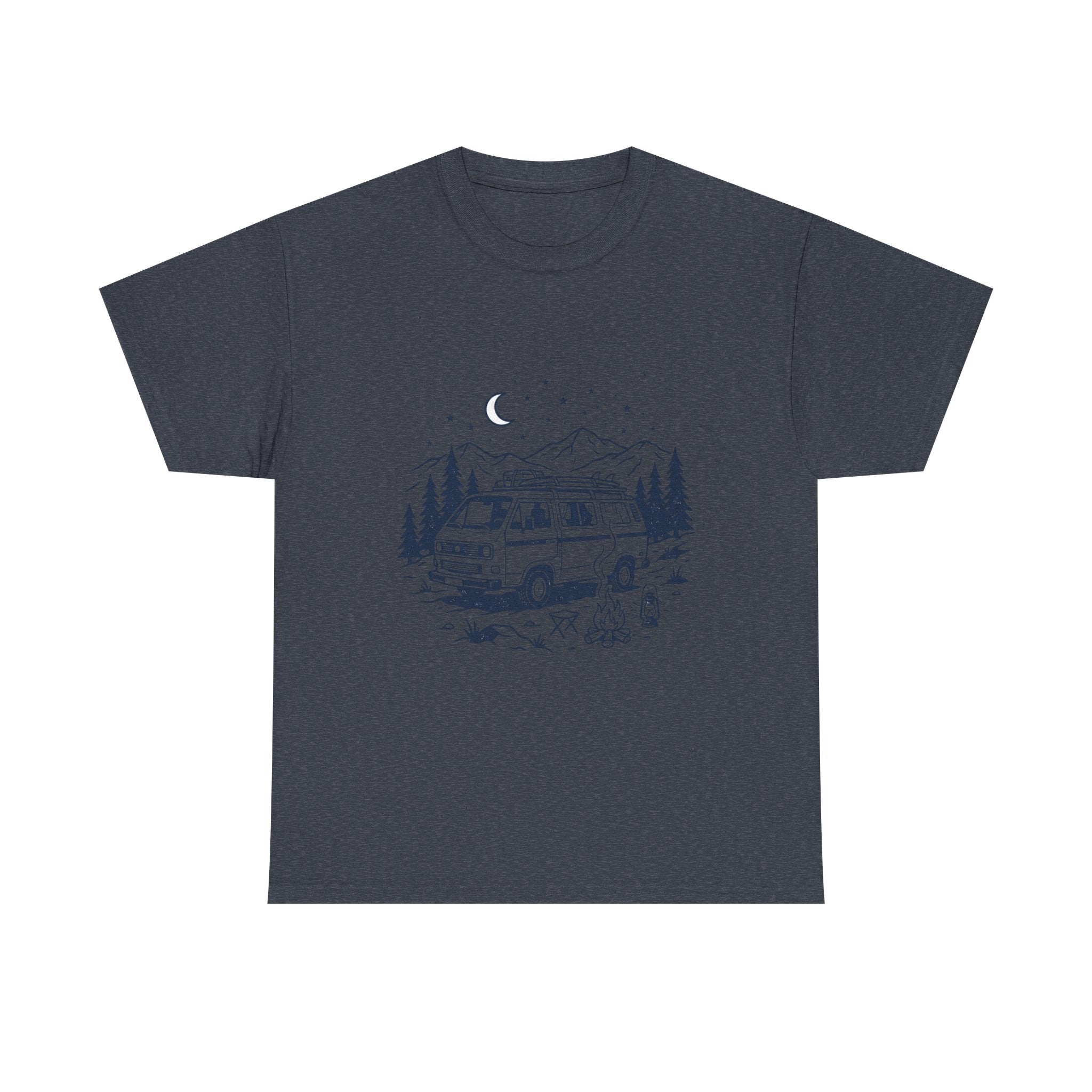 Camping Van Tee – Moonlit Mountain Adventure Graphic T-Shirt