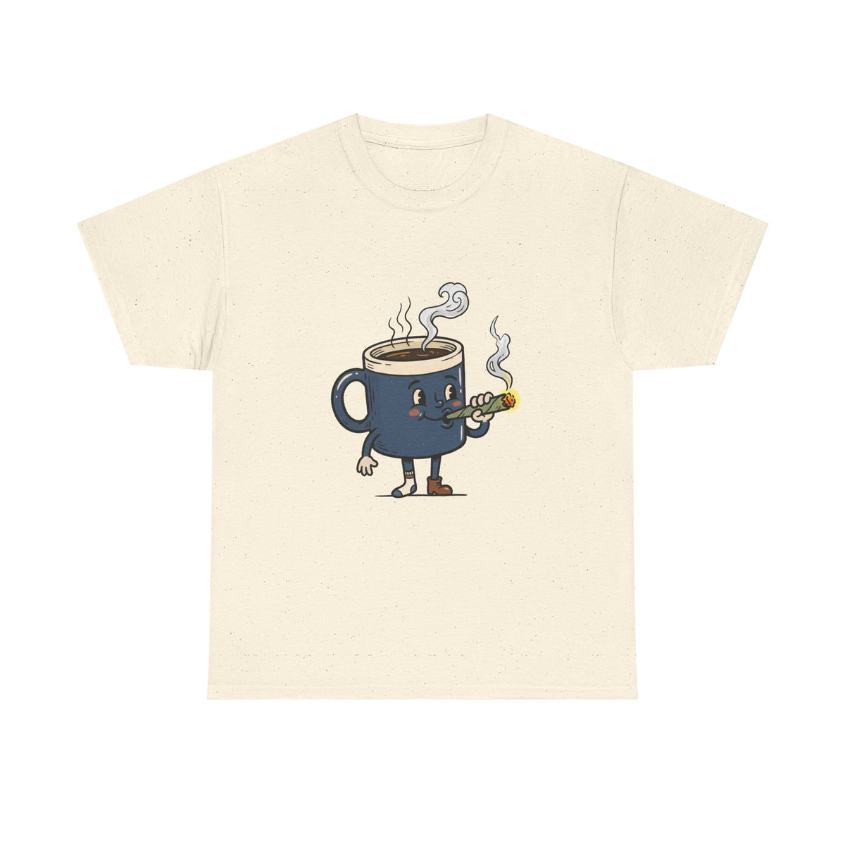 1 Coffee and a Joint Character Tee — Funny Smoking Joint Cartoon Shirt