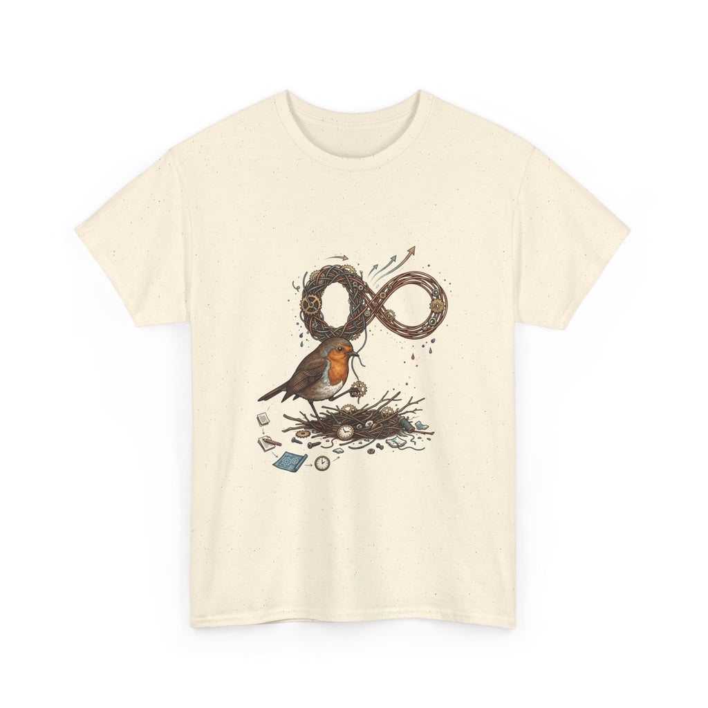 Robin & Infinity Symbol Tee — Nature-Inspired Bird Nest Graphic Shirt idk