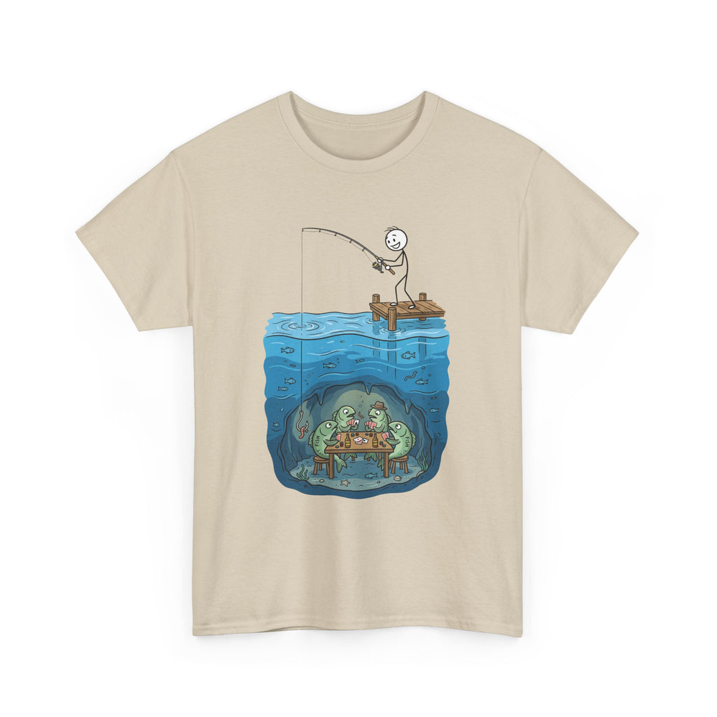 Fishing Tee — Underwater Surprise Cartoon T-Shirt (Fisherman & Sea Creatures)