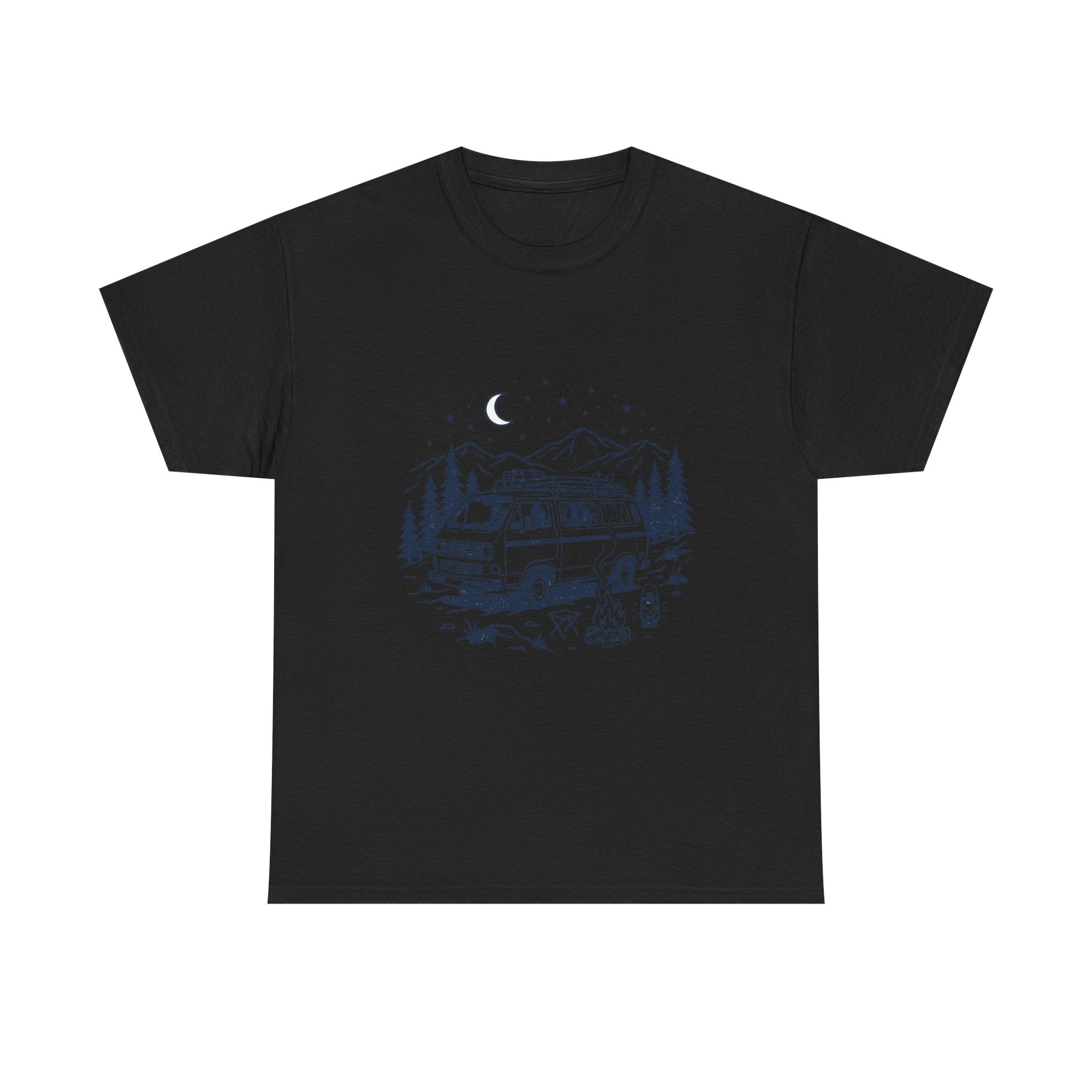 Camping Van Tee – Moonlit Mountain Adventure Graphic T-Shirt