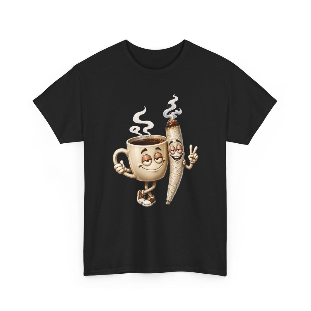 1 Coffee & Joint Funny Tee — Cute Smiling Coffee Cup and Joint Graphic Shirt