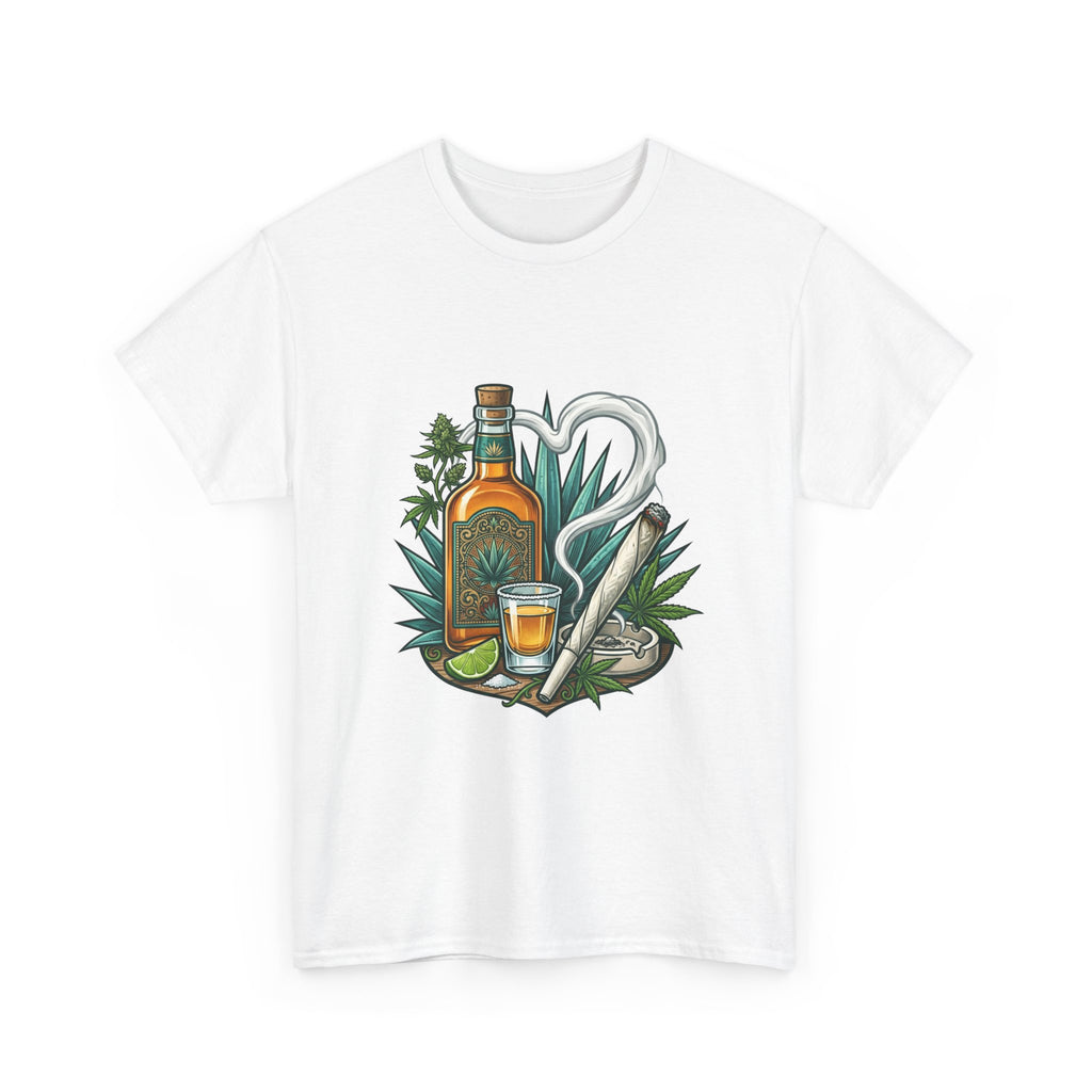 Tequila Bottle & Joint T‑Shirt — Agave Lime Margarita Design
