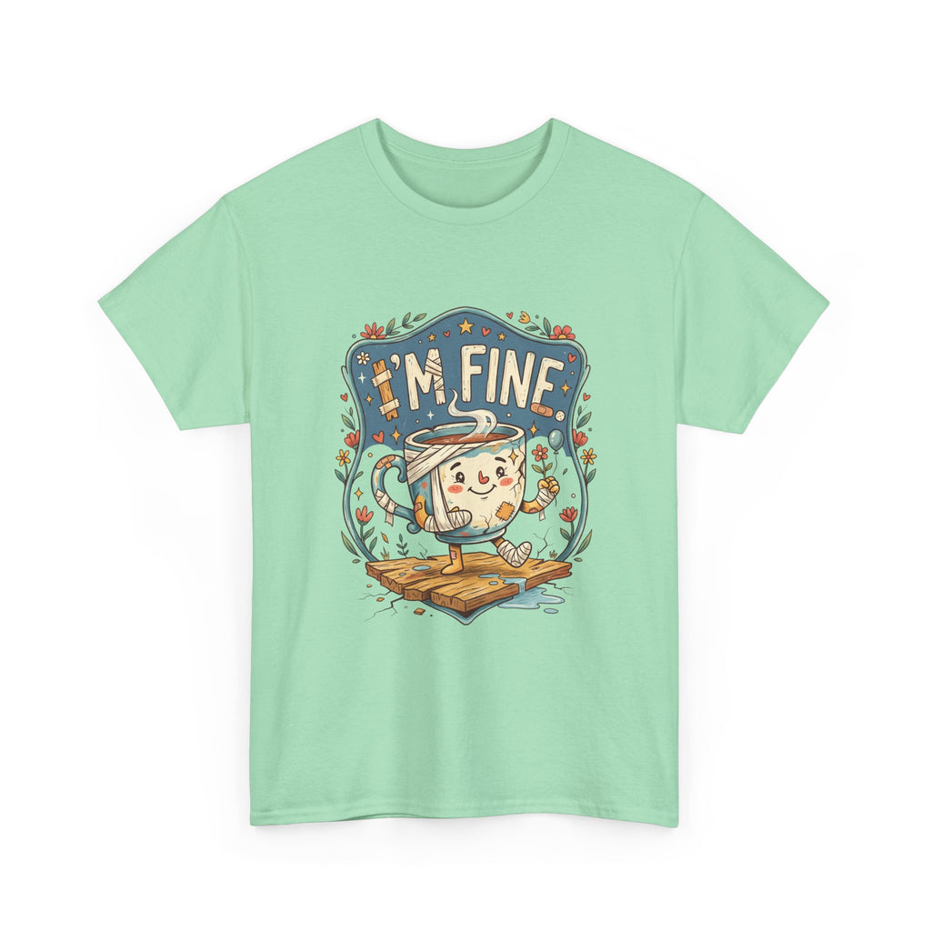 T-Shirt - 'I'm Fine' Cute Kettle Graphic Tee, Cozy Tea Lover Gift