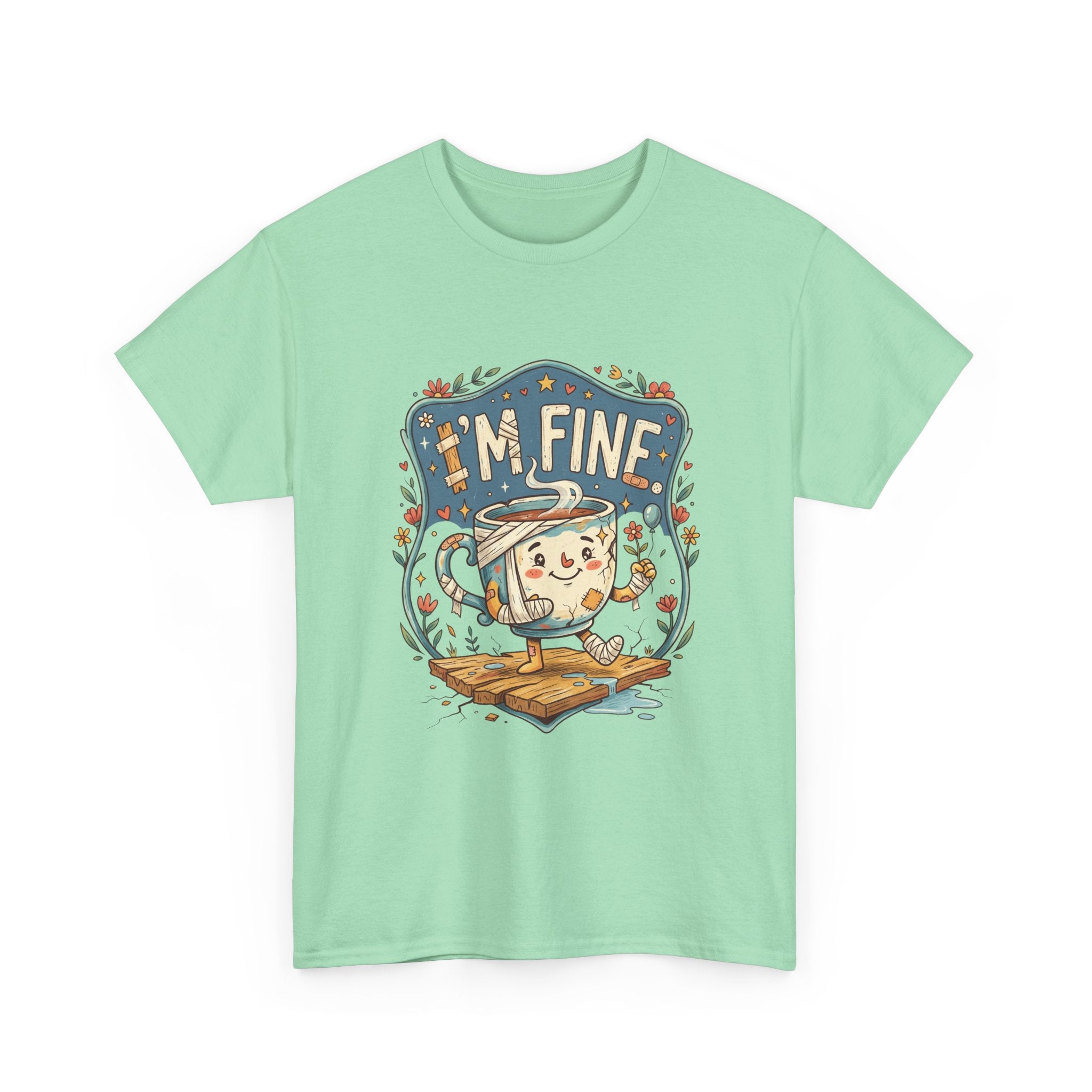 T-Shirt - 'I'm Fine' Cute Kettle Graphic Tee, Cozy Tea Lover Gift
