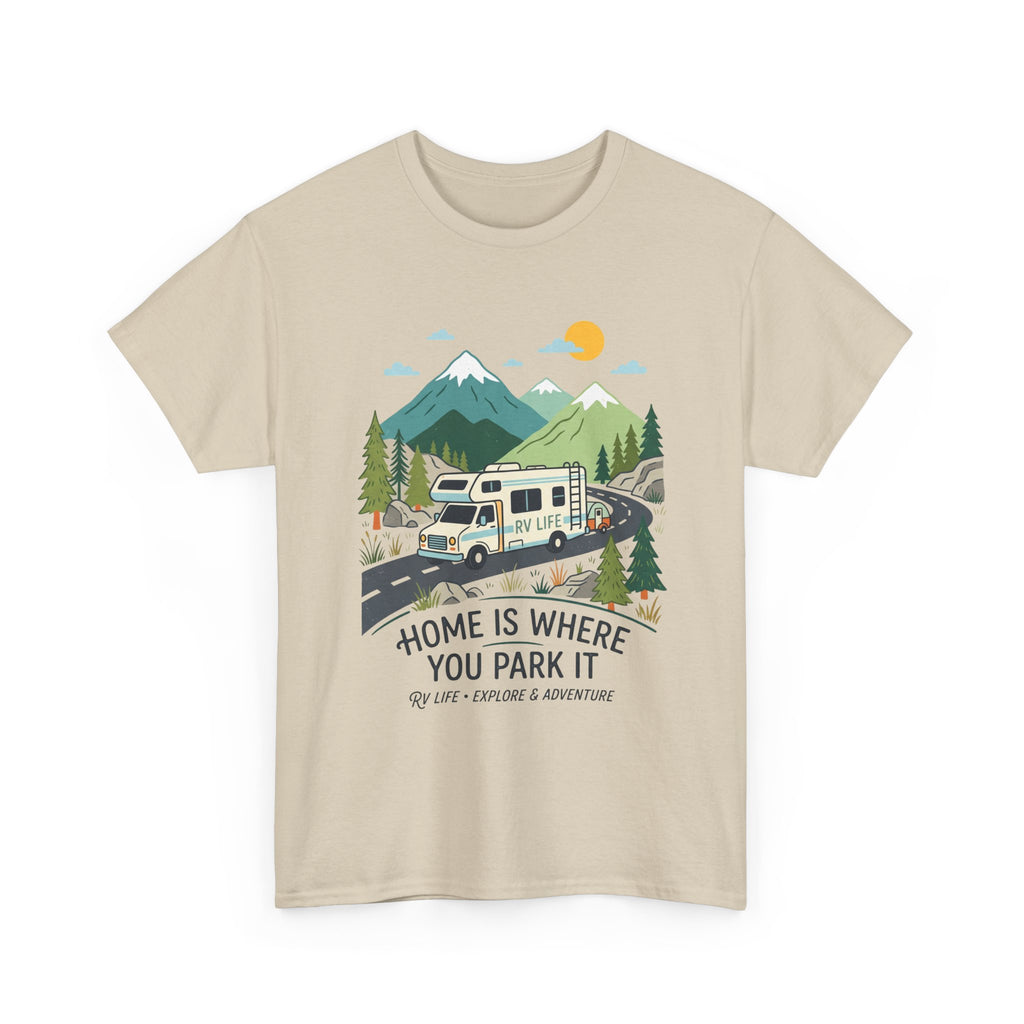 RV Camping T‑Shirt — "Home Is Where You Park It" Mountain Camper Tee