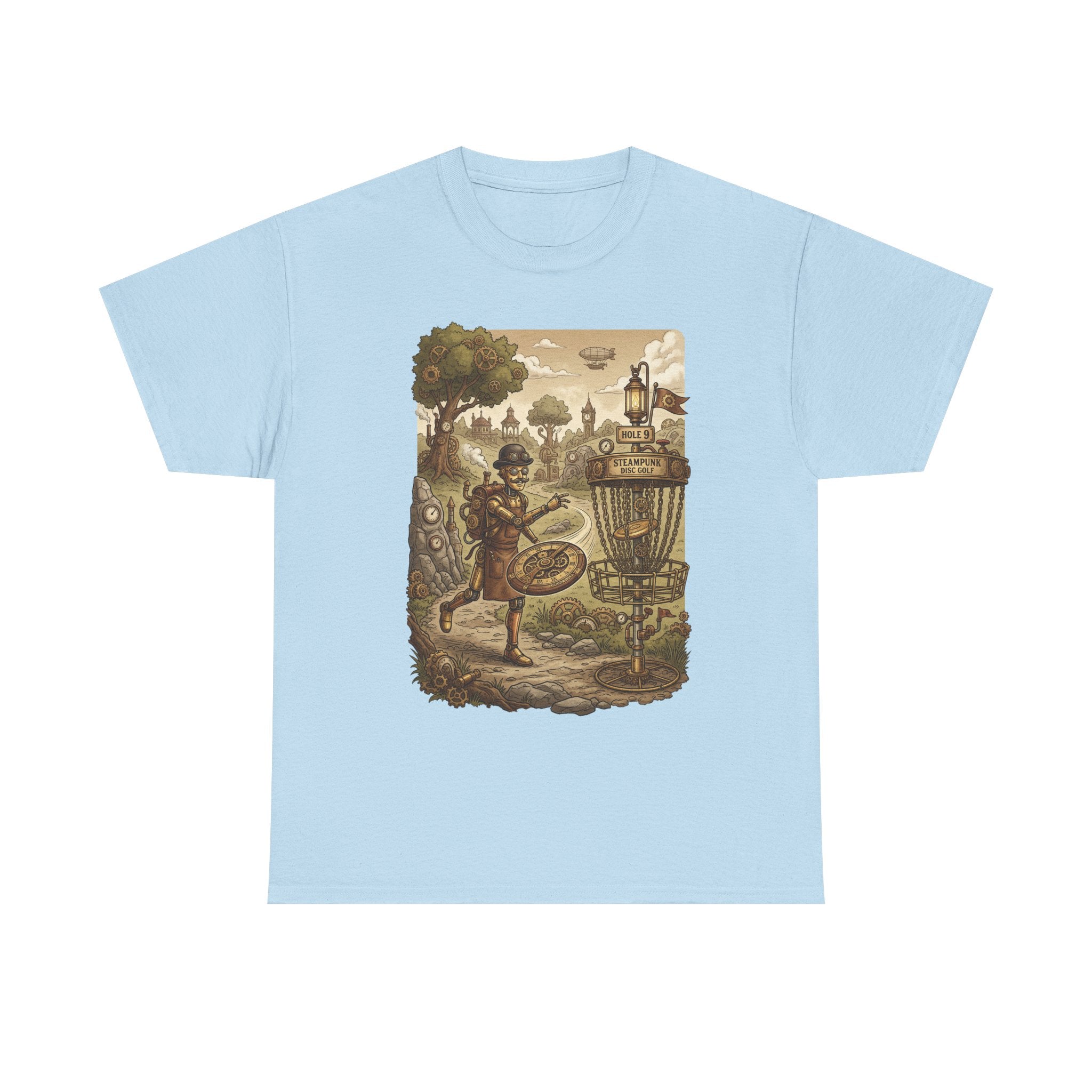 Steampunk Disc Golf Adventure Tee — Vintage Woodland Basket Design