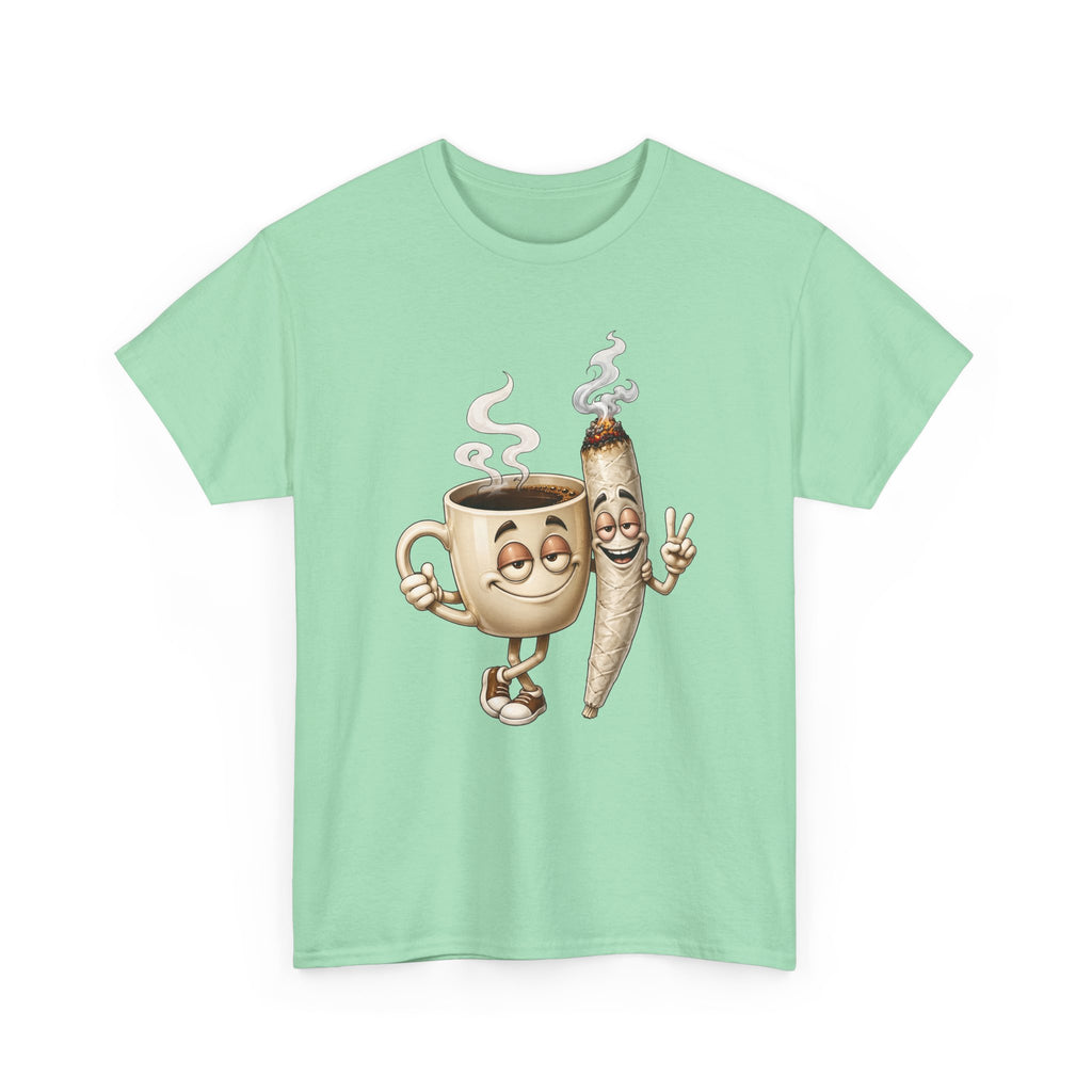 1 Coffee & Joint Funny Tee — Cute Smiling Coffee Cup and Joint Graphic Shirt