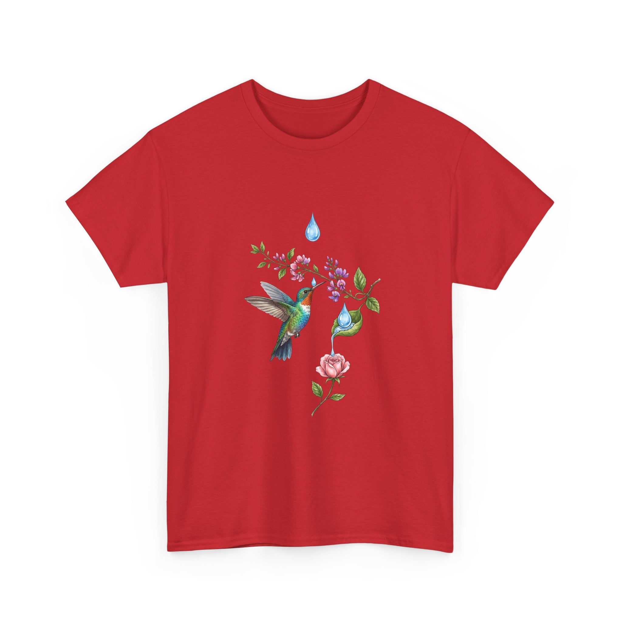 Hummingbird & Floral Tee — Watercolor Garden Shirt
