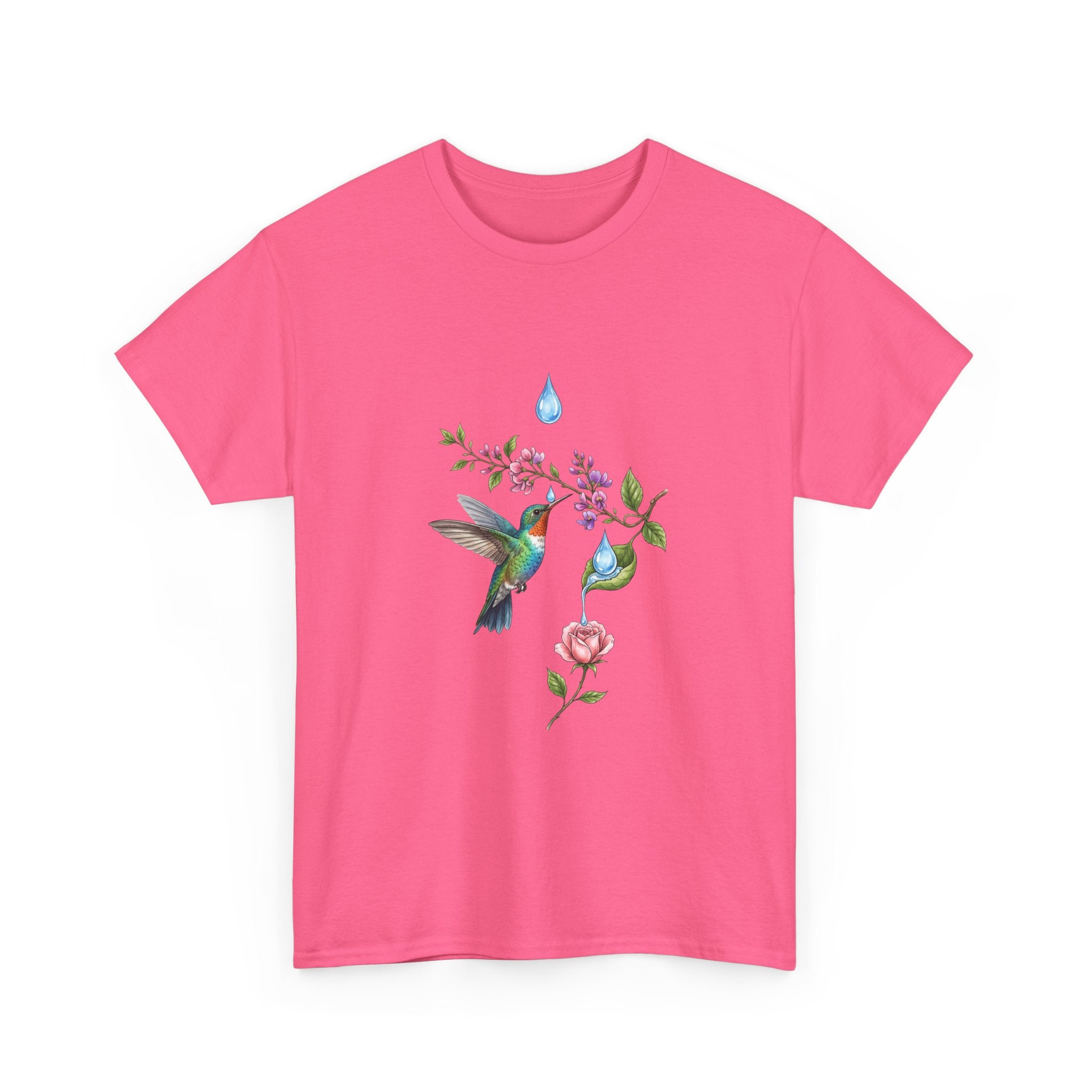 Hummingbird & Floral Tee — Watercolor Garden Shirt