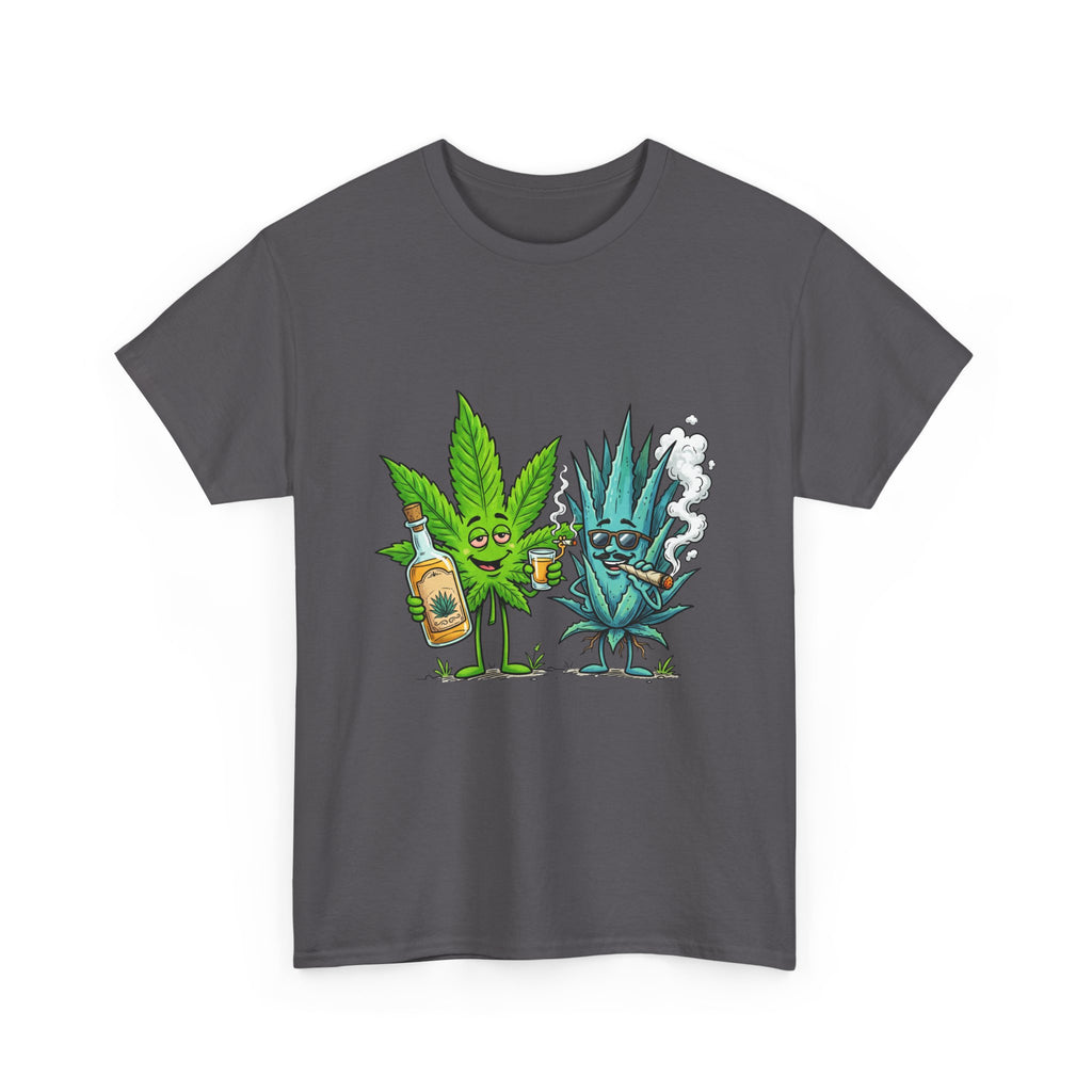 A Tequila & Cannabis Buds Friends T-Shirt — Funny Weed/Agave Leaf & Joint Graphic Tee