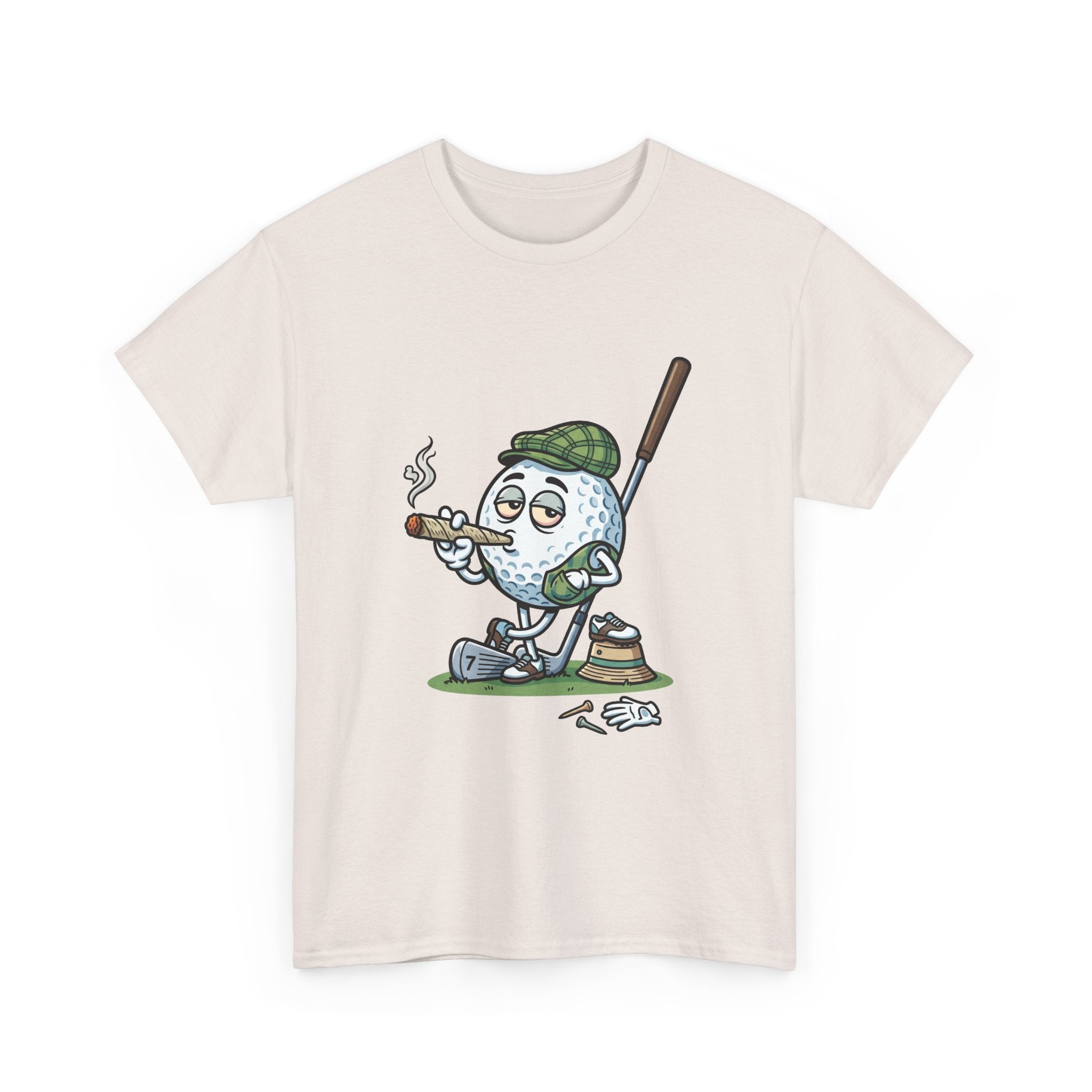 Golf Ball Cartoon T-Shirt — Weed Smoking Golfer Vintage Style Tee