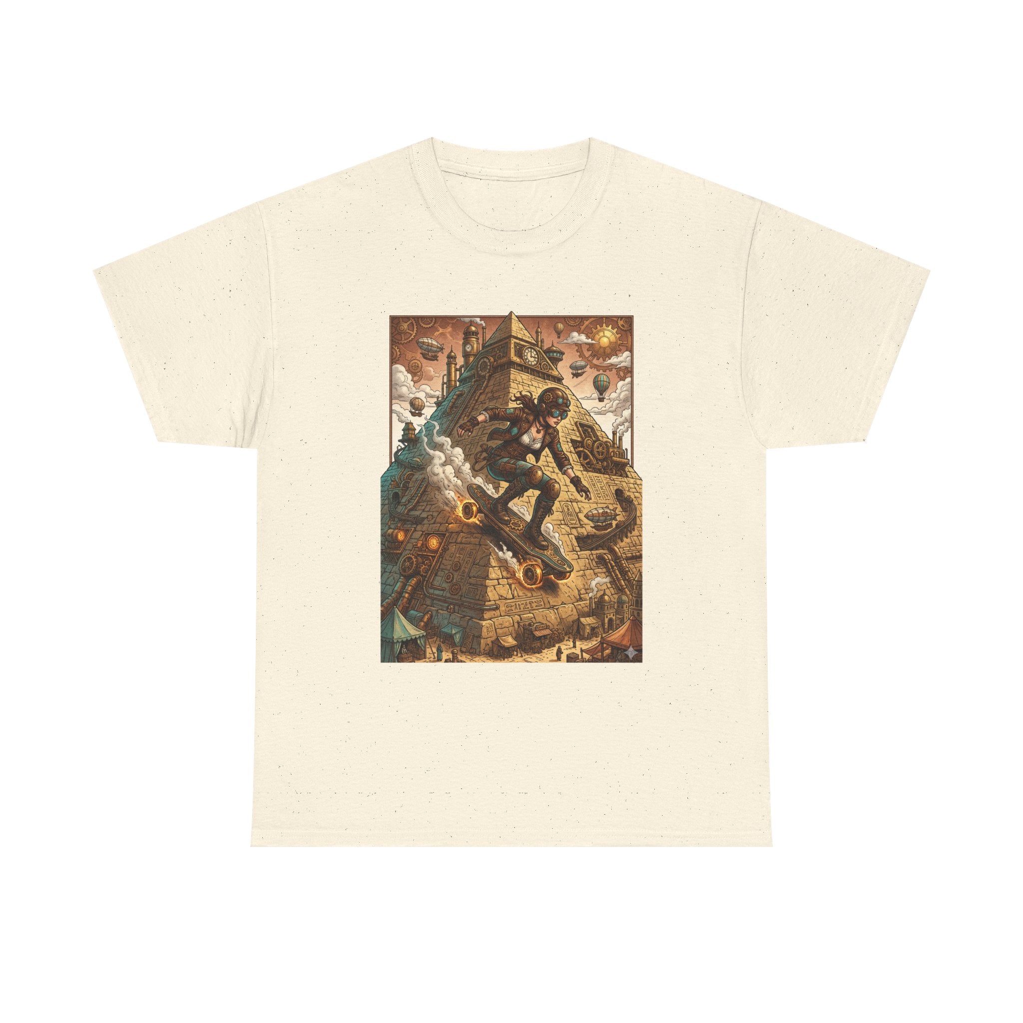 Steampunk Girl Skateboarder Art Print Tee Pyramid