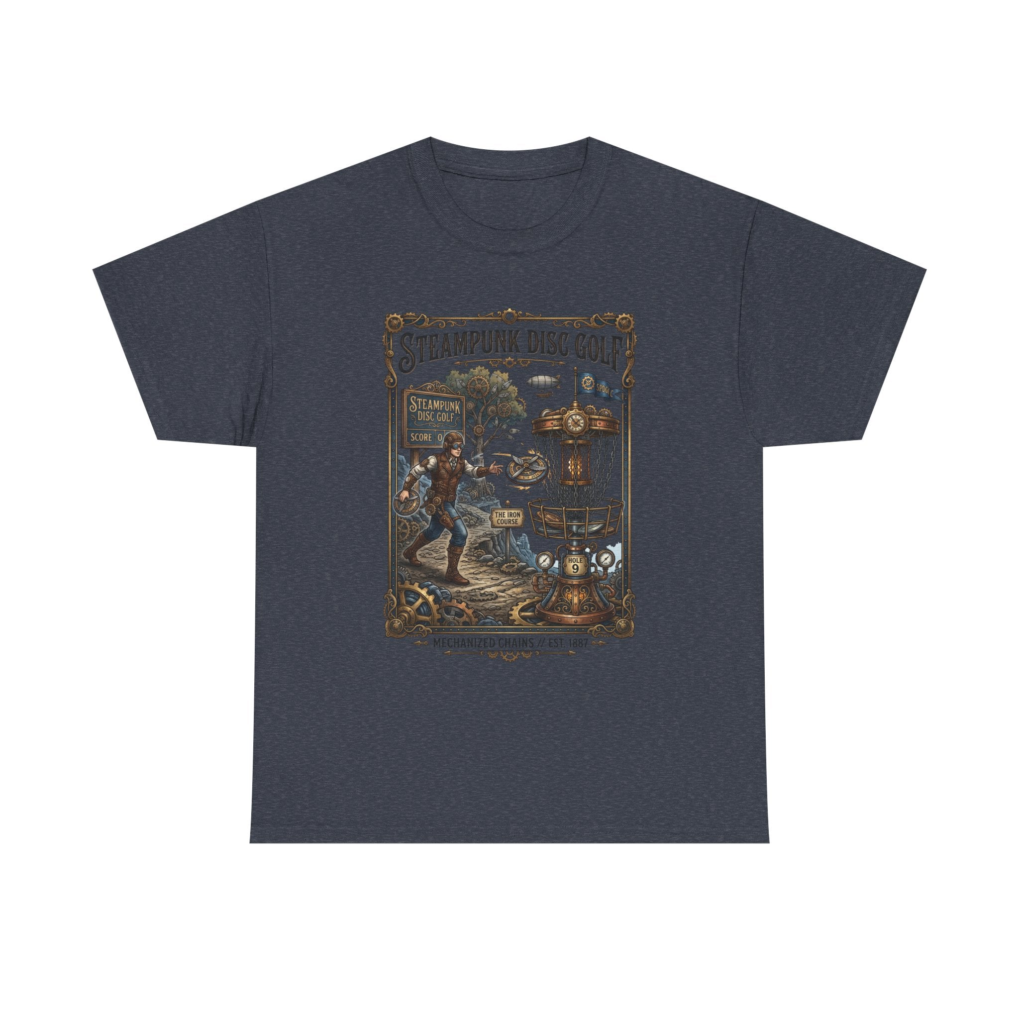 Steampunk Disc Golf T-Shirt — Vintage Victorian Disc Golf Poster Tee