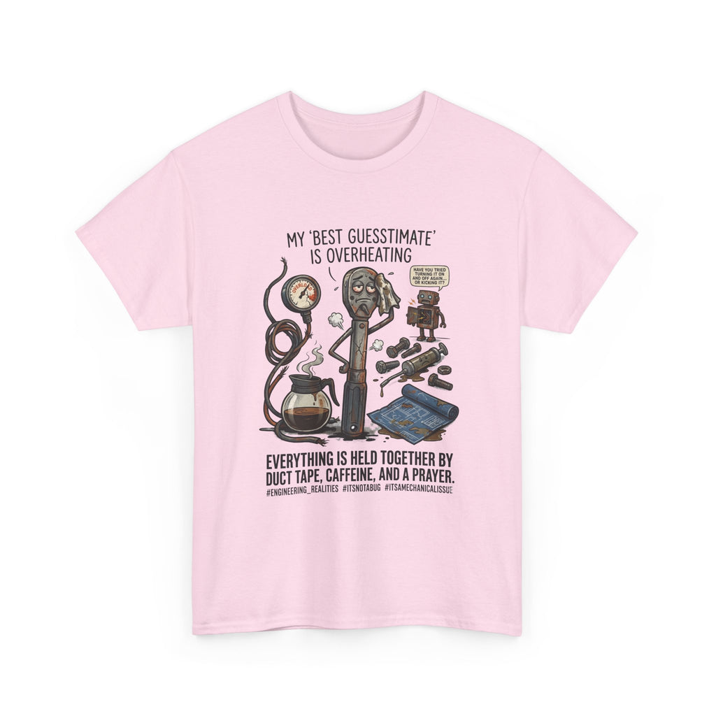 Mechanic Humor T-Shirt - "My Best Guessmate Is Overheating" Vintage Tools, Duct Tape & Caffeine Tee