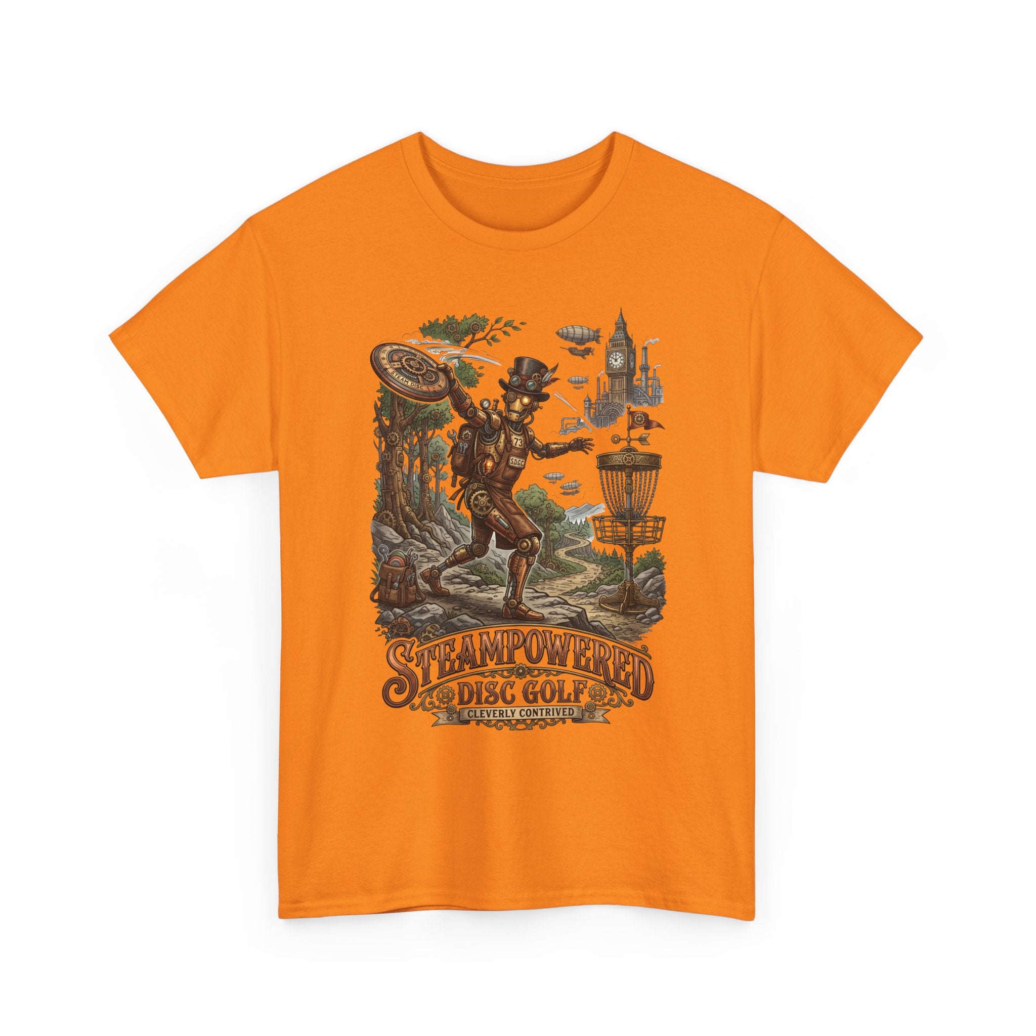 Steampunk Disc Golf T-Shirt – "Steampowered Disc Golf" Vintage Style