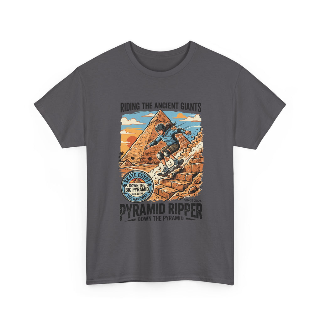 Pyramid Skateboarder T-Shirt — 'Riding the Ancient Giants' Vintage Surf Graphic