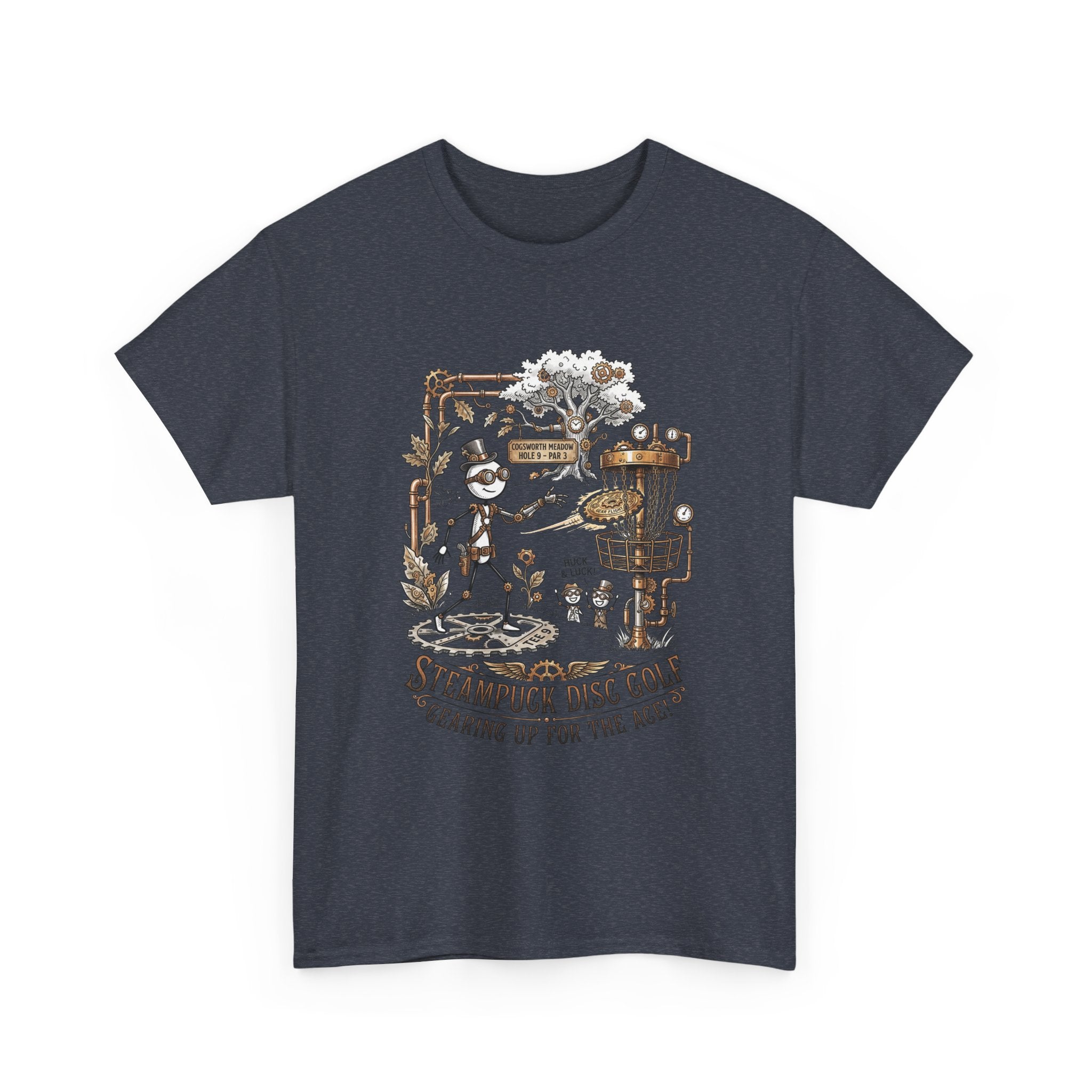 Steampunk Disc Golf T-Shirt — "Gearing Up for the Ace" Vintage Disc Golf Tee