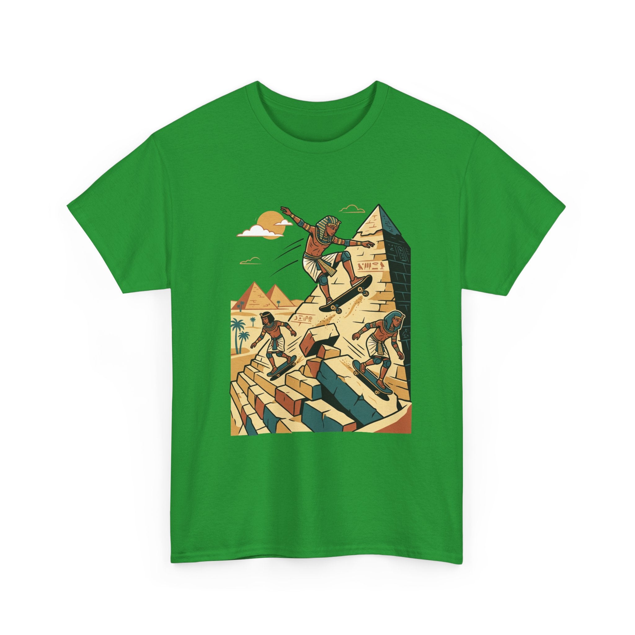 Egyptian Pyramid Skateboard T‑Shirt — Retro Skateboarding Pharaohs Graphic Tee