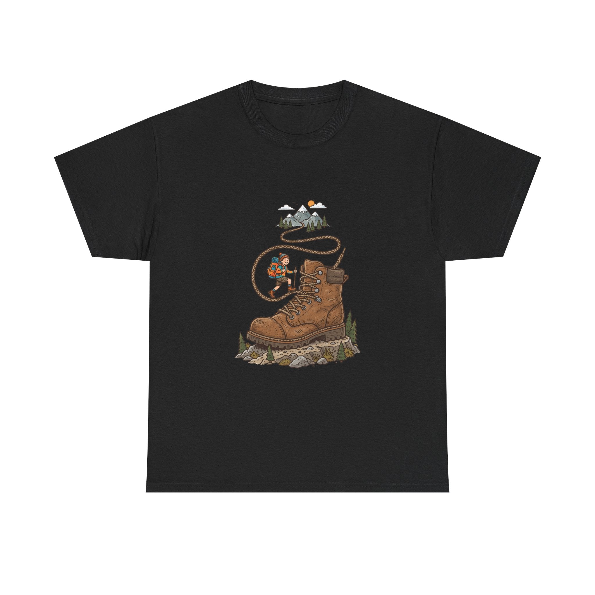 Hiking Boot Adventure Graphic Tee — Outdoor Trail Camper Shirt